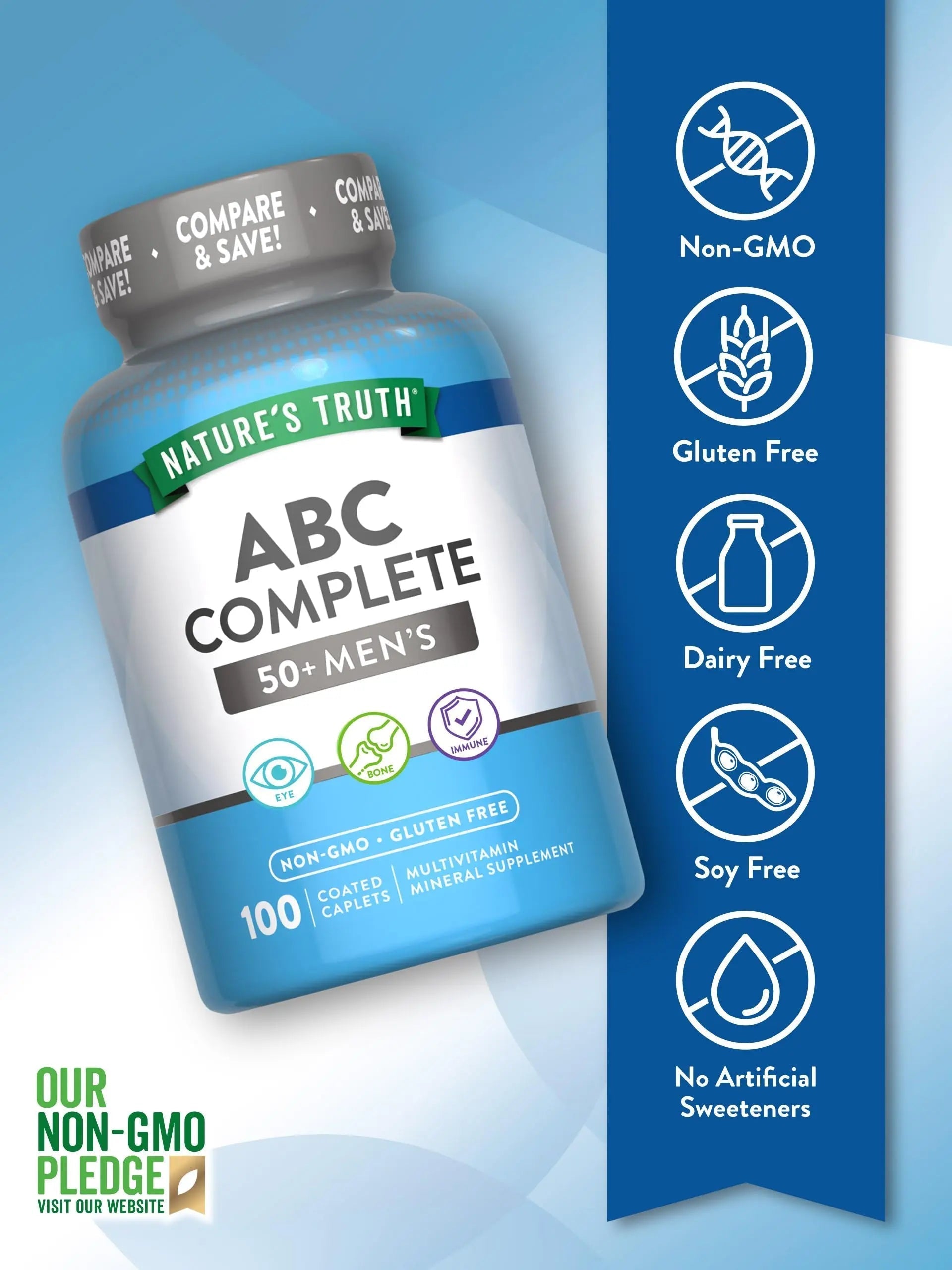 Nature's Truth Men's 50+ Multivitamin | with Vitamins A, C, E, B6 & B12 | 100 Count | Non-GMO & Gluten Free Nature's TruthAu supplements