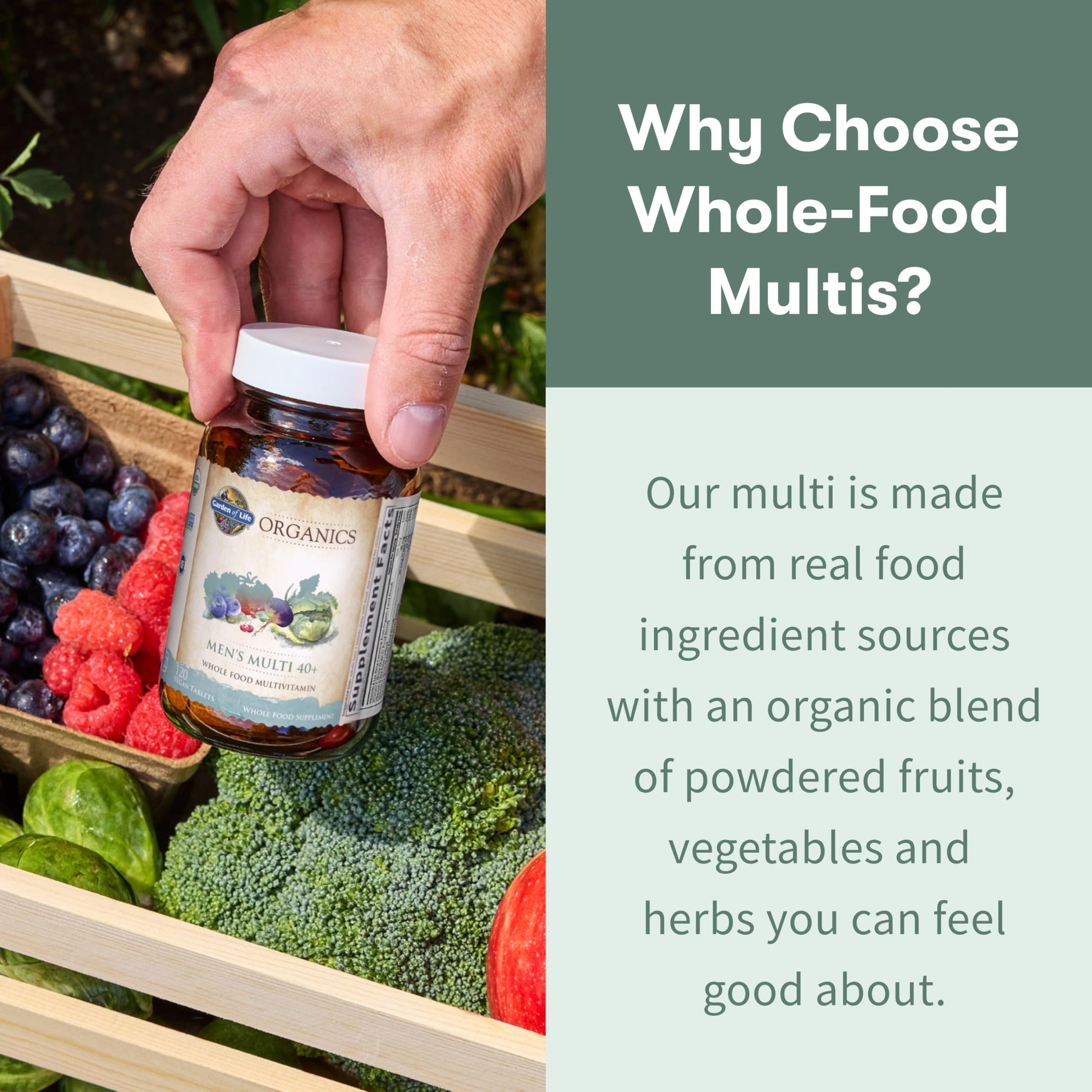 Garden of Life Organics Men's 40+ Multivitamin with Prostate Support, B12 & Vitamins – Vegan Daily Whole Food Multivitamin, Non-GMO, Certified Organic, 120 Tablets Garden of LifeAu supplements