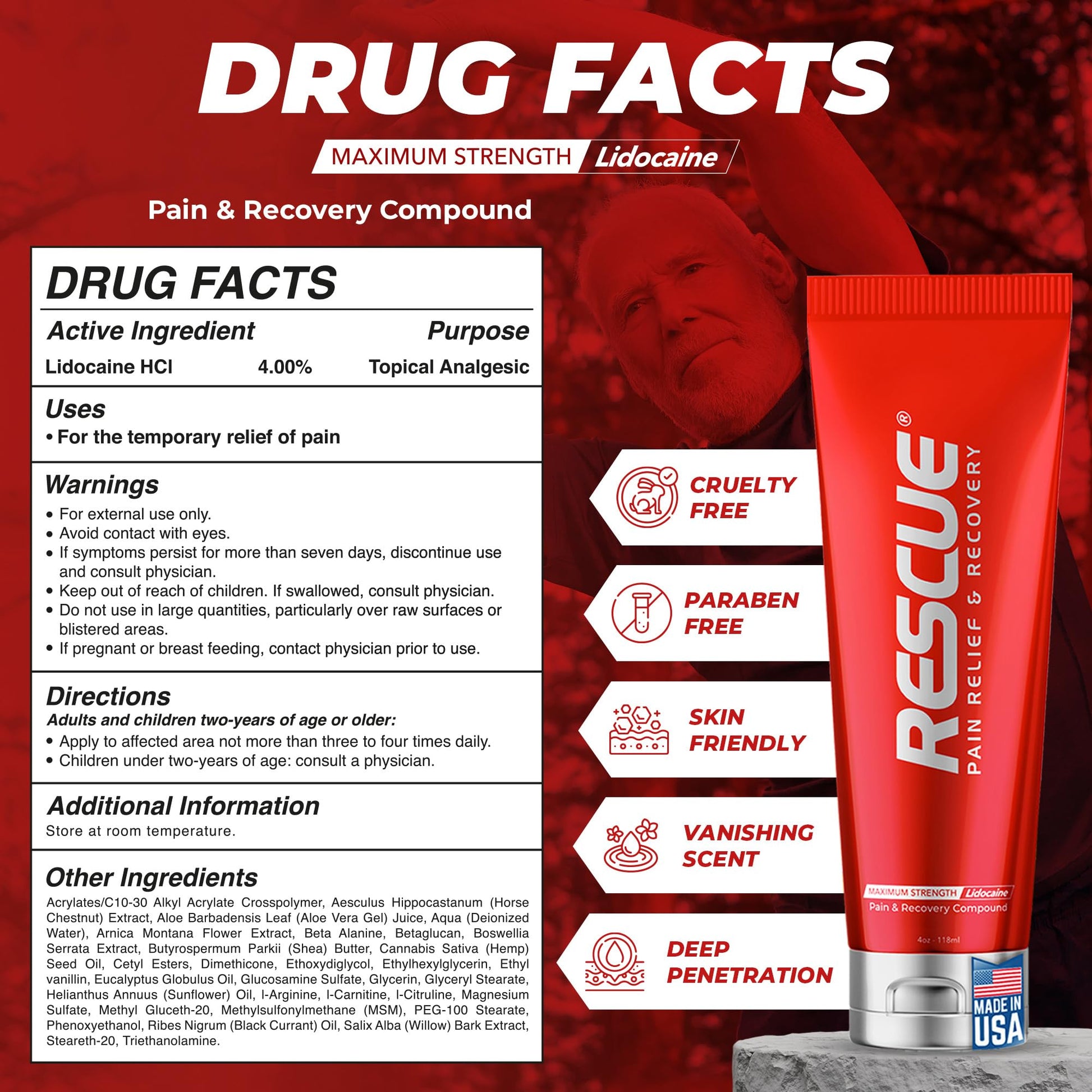 RESCUE PAIN RELIEF & RECOVERY Cream - All-in-One Solution for Back, Neck, Knee, Hand, Foot, and Shoulder Pain - Combines Power of Key Ingredients from Leading Pain Relief CreamProducts - 4 Ounces RESCUE PAIN RELIEF & RECOVERYAu supplements
