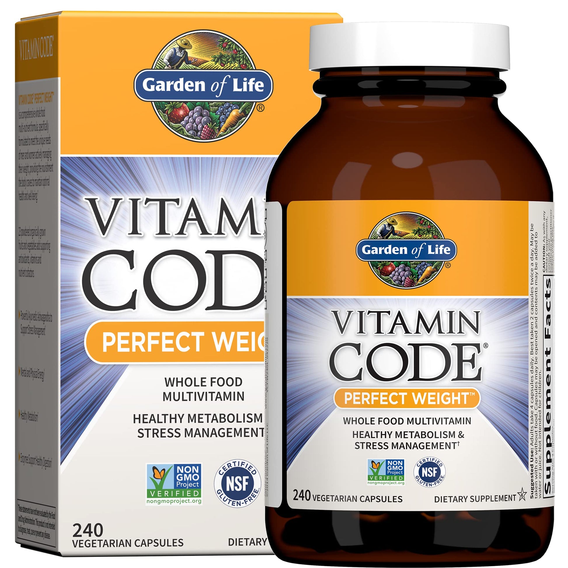 Garden of Life Multivitamin Code Perfect Weight Loss for Women and Men, Healthy Active Metabolism, Stress Management, Ashwagandha, Green Tea and Enzymes, 240 Count Garden of LifeAu supplements