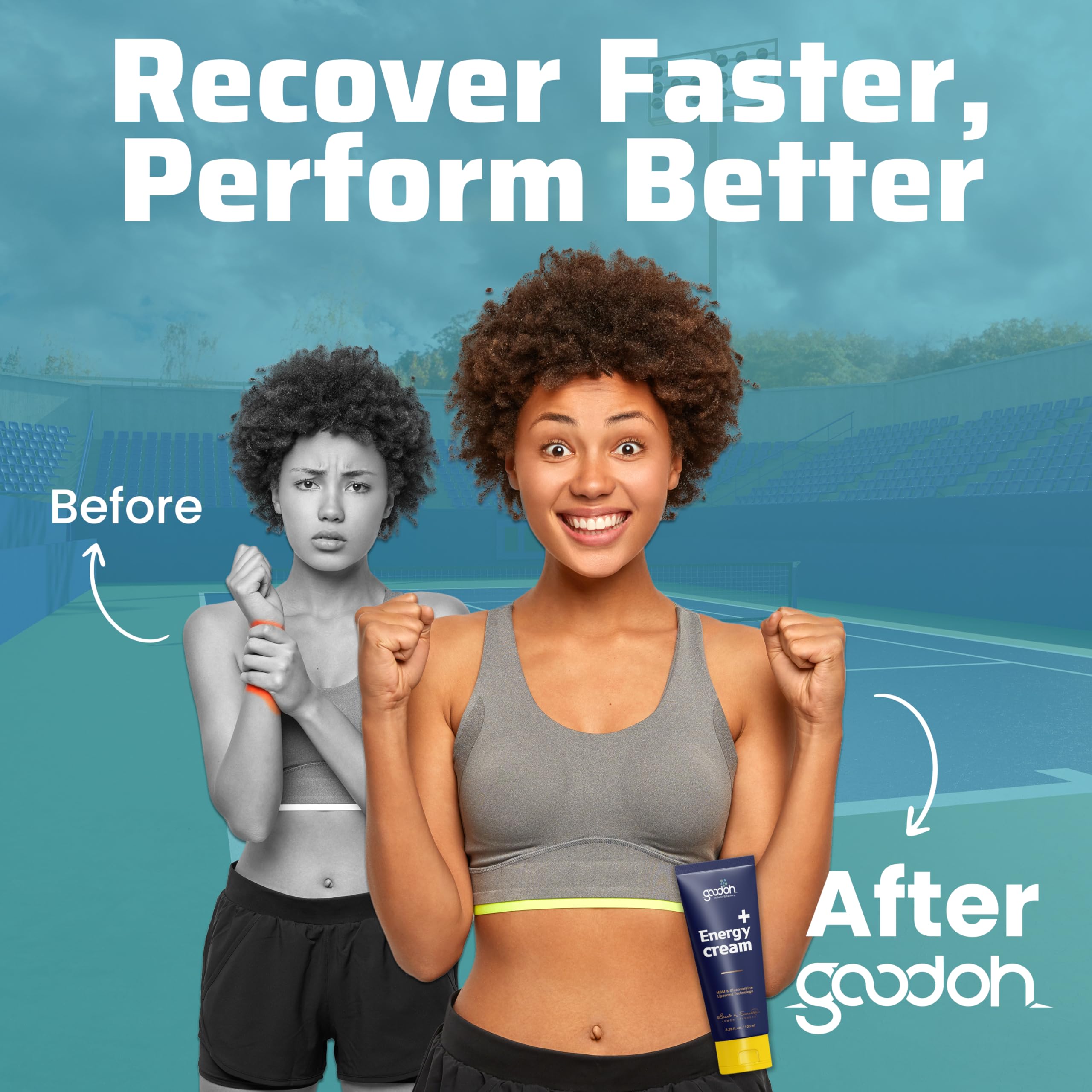 GOODOH Muscle & Joint Relief Cream with MSM (Dimethyl Sulfone), Glucosamine & Chondroitin – Fast Absorbing Cream for Muscle Pain, Joint Stiffness & Recovery – 3.38 oz GOODOHAu supplements