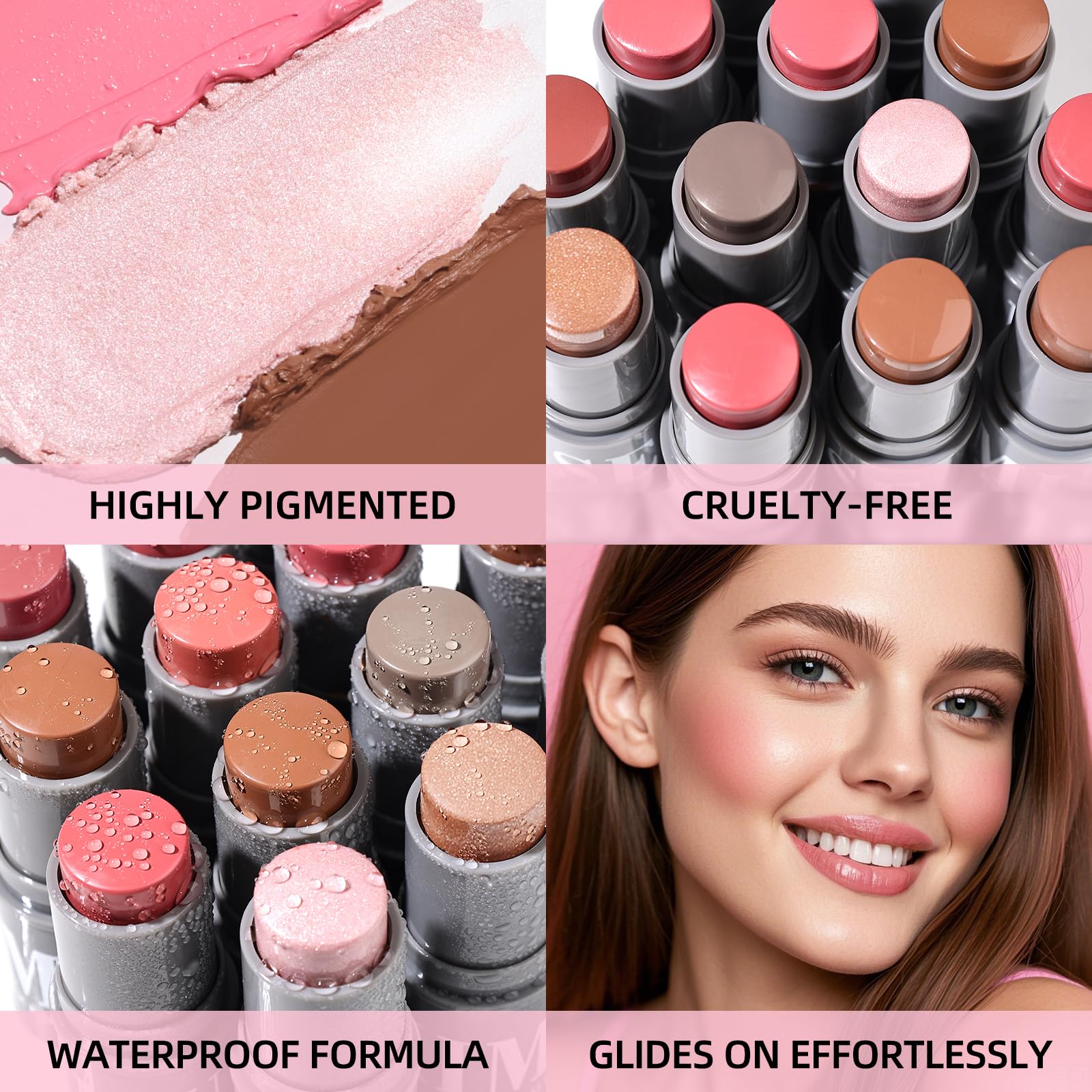 KIMUSE Cream Contour Stick Duo, Cream Blush Stick, Bronzer Shaping Stick, Creamy, Highly Pigmented, Long Lasting, Vegan Face Make Up Sticks KIMUSEAu supplements