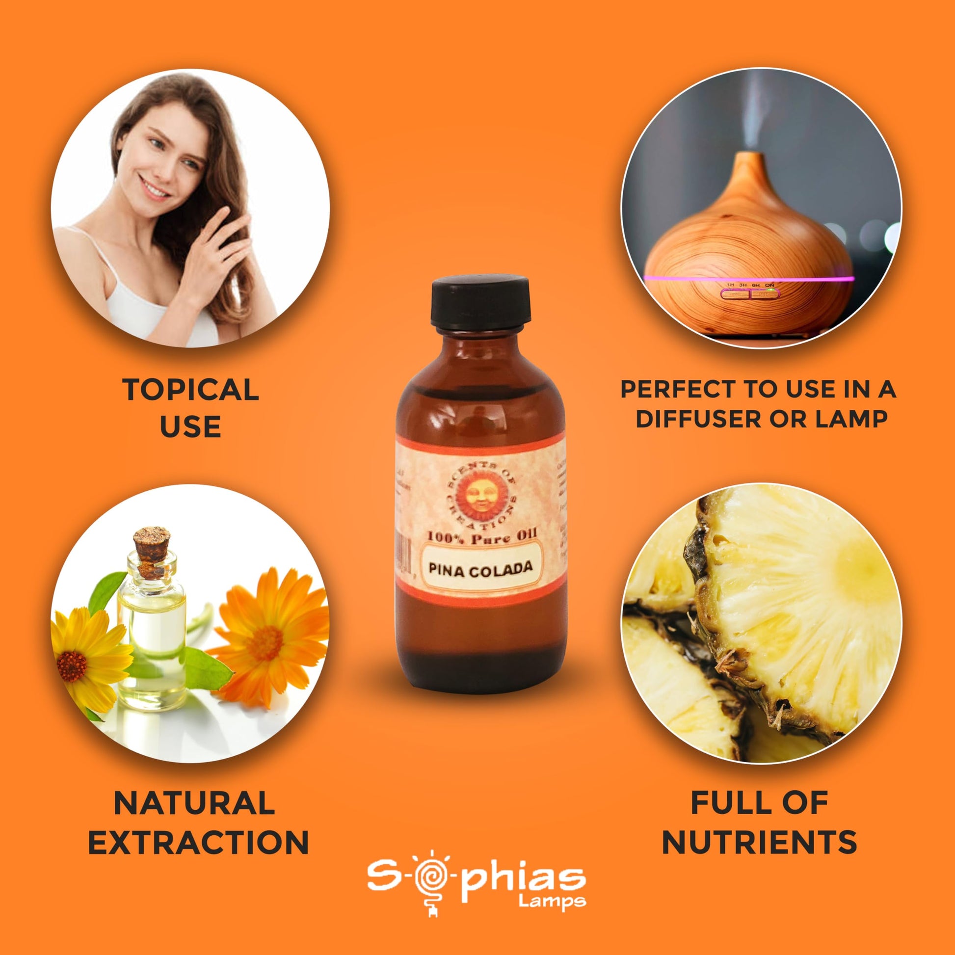 Essential Oil Pina Colada 2 OZ, 100% Natural undilute Oil, Value Size,Perfect GenericAu supplements