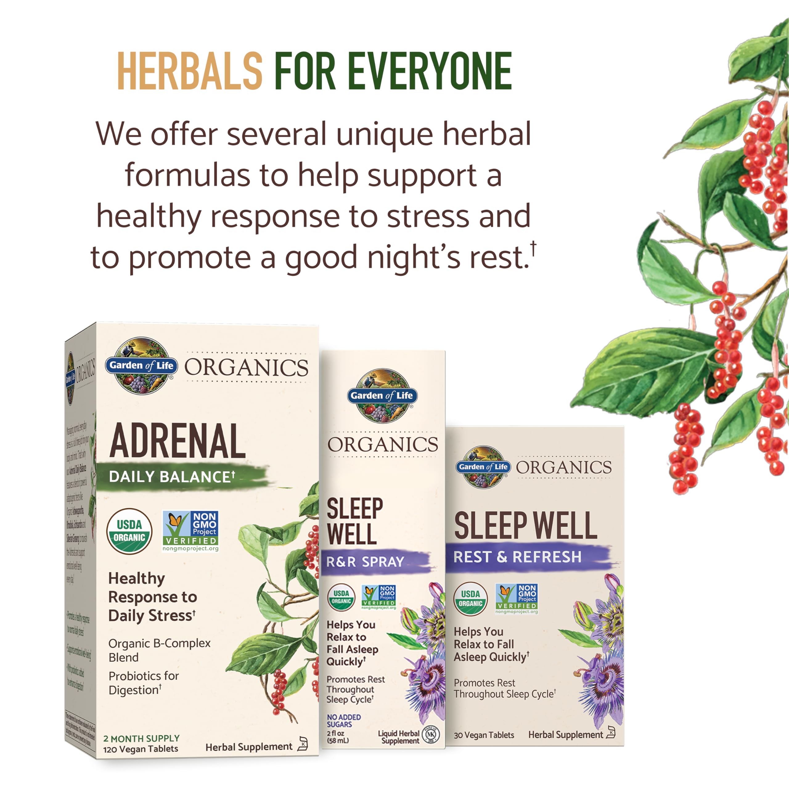 Garden of Life Organics Adrenal Daily Balance, Adaptogenic Herbs Ashwagandha, Holy Basil, B Complex & Probiotics, Organic Non-GMO, Vegan, Gluten Free Supplement, Two Month Supply, 120 Tablets Garden of LifeAu supplements