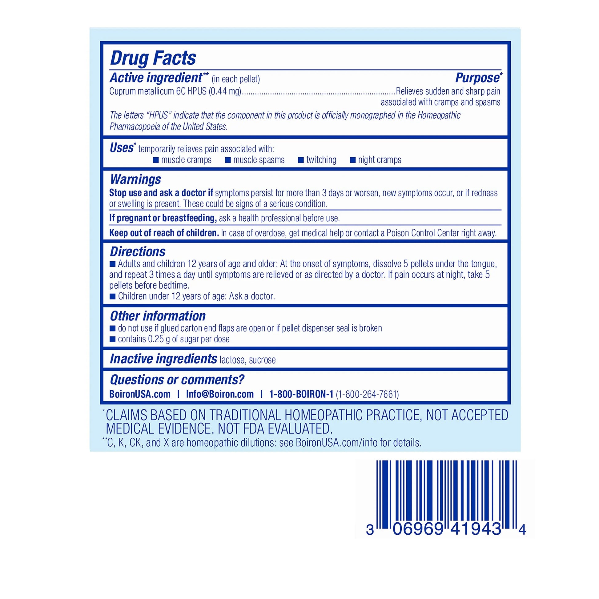 Boiron Cuprum Metallicum 6C Homeopathic Medicine for Nighttime Leg Cramp Relief, Muscle Cramps, and Spasms - 3 Count (240 Pellets) BoironAu supplements