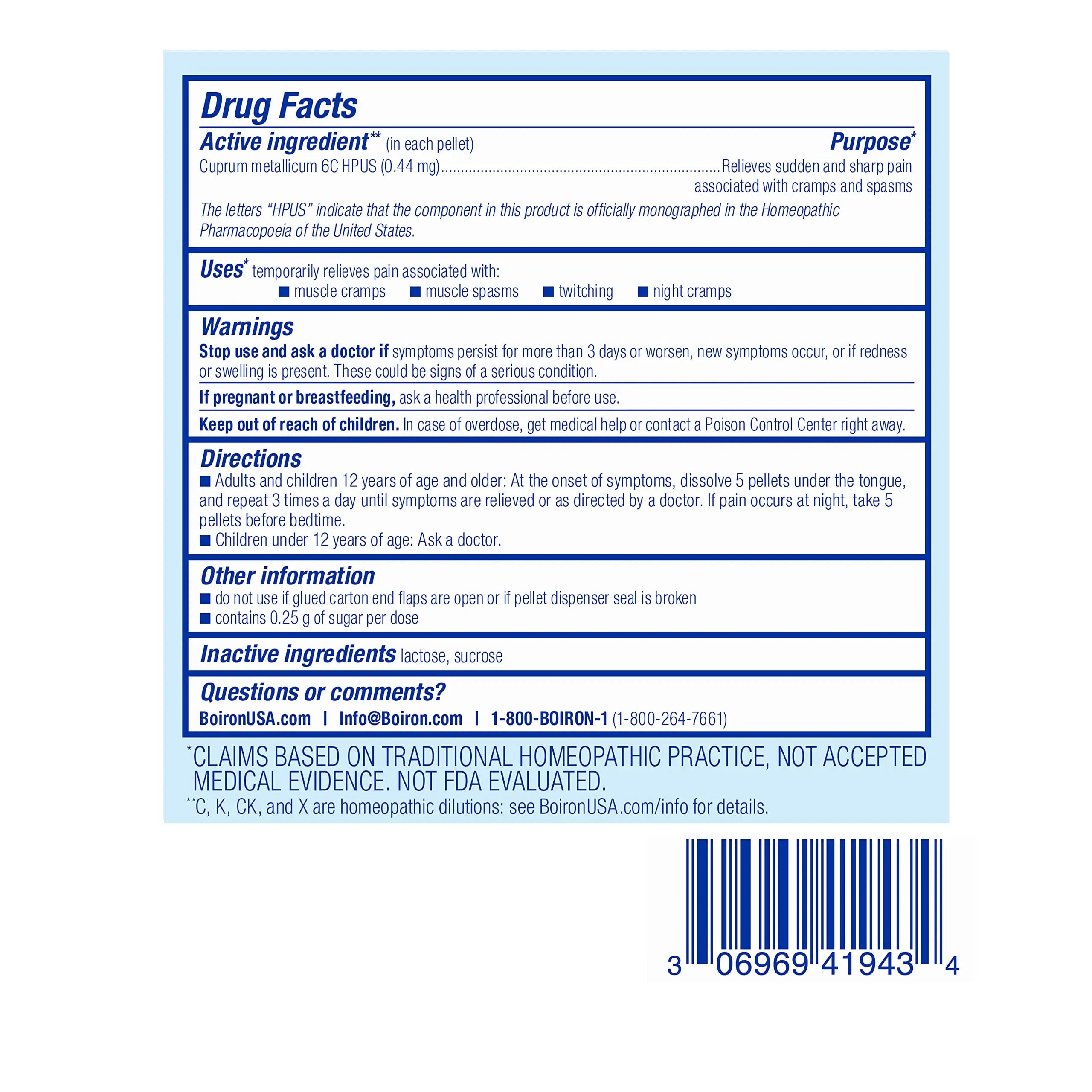 Boiron Cuprum Metallicum 6C Homeopathic Medicine for Nighttime Leg Cramp Relief, Muscle Cramps, and Spasms - 3 Count (240 Pellets) BoironAu supplements