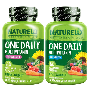 NATURELO One Daily Multivitamin for Men 50+, 60 Capsules and One Daily Multivitamin for Women 50+ (Iron Free), 60 Capsules Bundle - 2 Month Supply NATURELOAu supplements