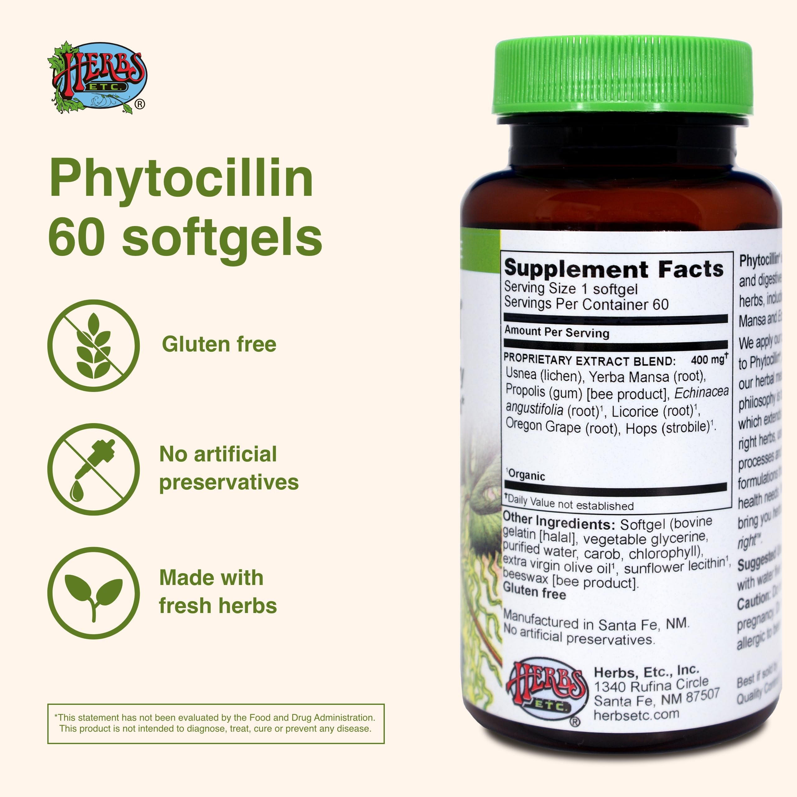 Herbs Etc. Phytocillin - Respiratory & Digestive Health Support Supplement - Herbal Formula to Support Digestion - Support Healthy Breathing - 60 Softgels (60 Servings) Herbs Etc.Au supplements