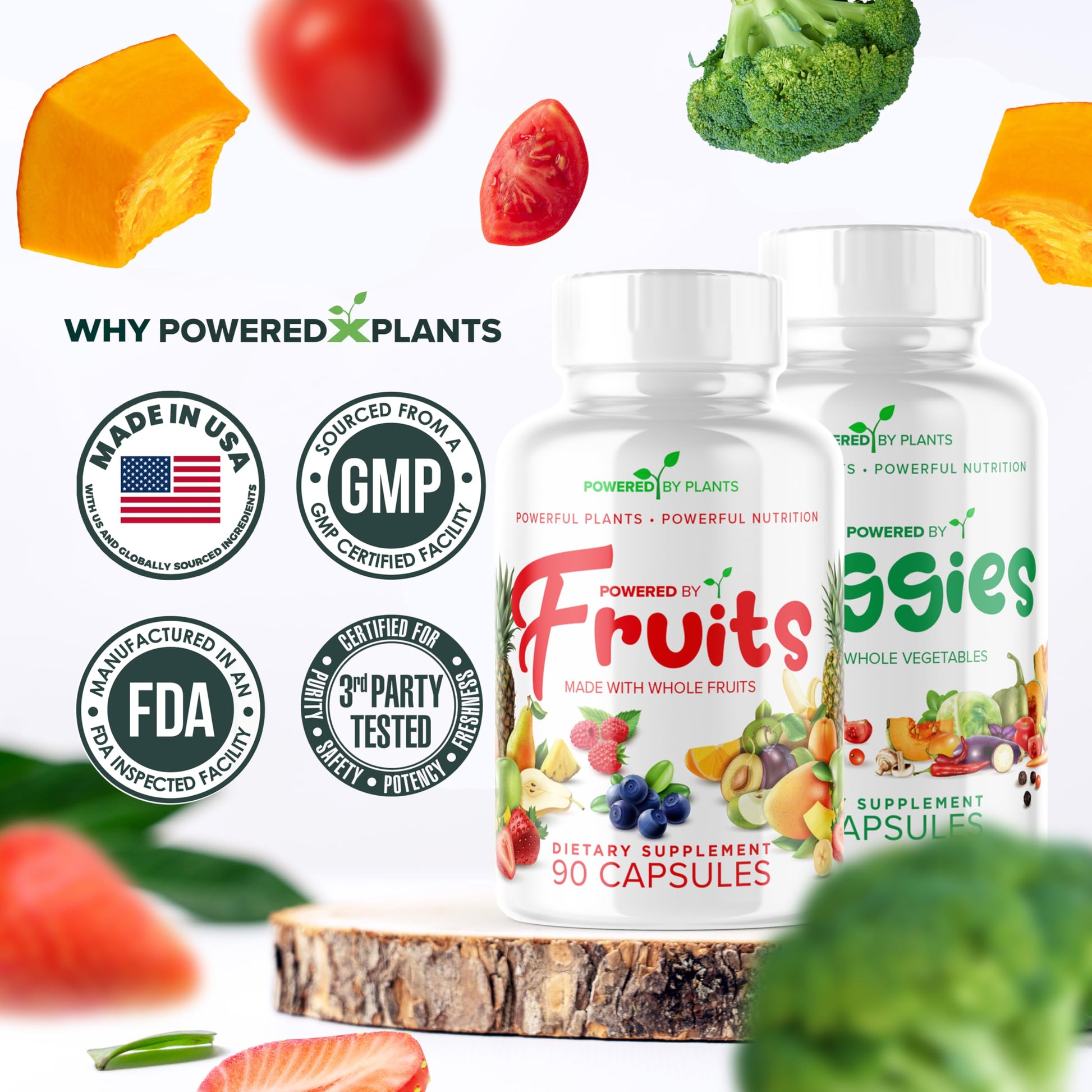 Daily Fruits and Veggies Supplement - 180 Capsules for 30 Days, Non GMO & Gluten Free Superfood with Natural Vitamins - Powered by Plants, 2-Pack POWERED X PLANTSAu supplements