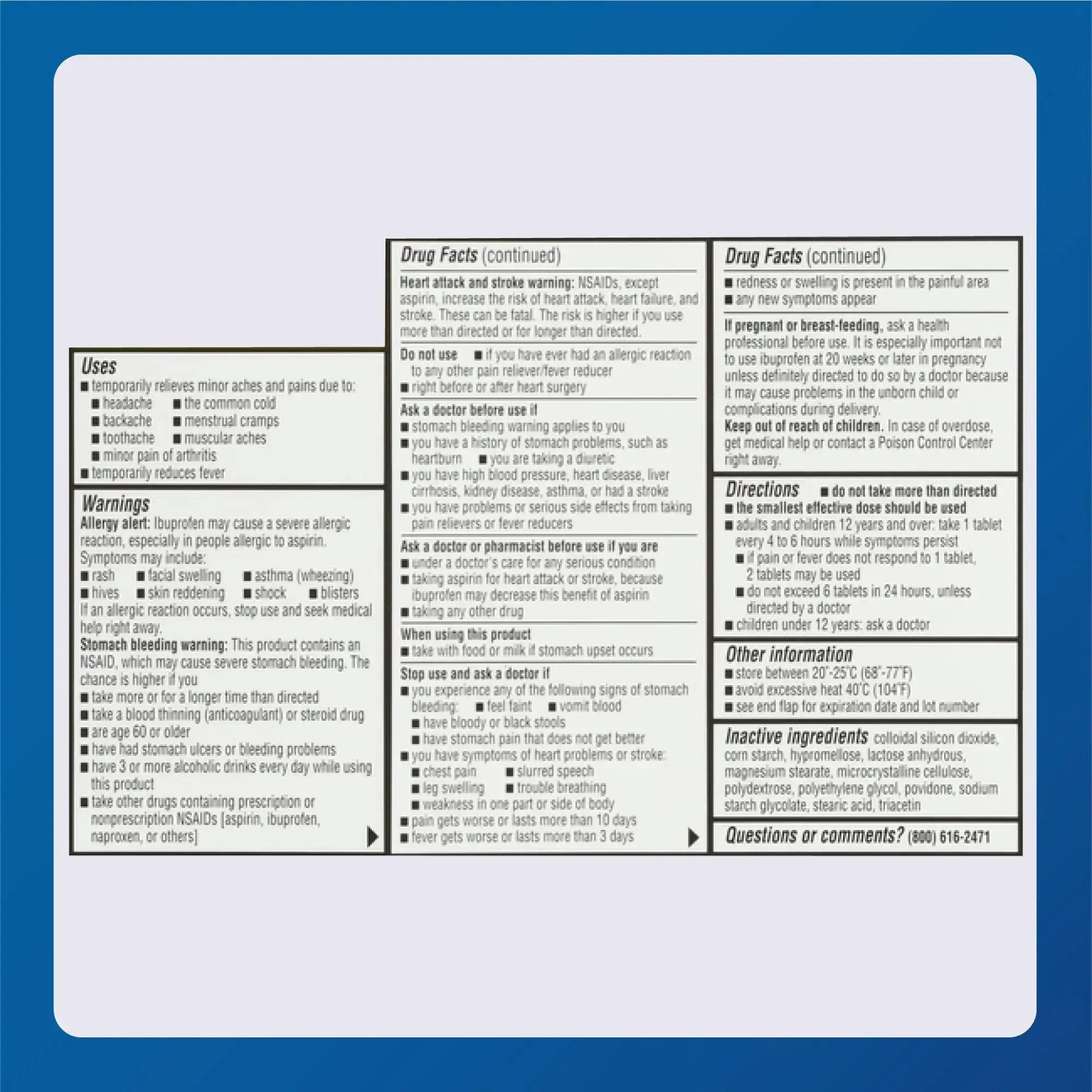 MAJOR Dye-Free Ibuprofen Tablets 200 mg - Helps Temporarily Reduce Fevers - Offers Pain Relief - 100 Tablets (1-Pack) MAJORAu supplements