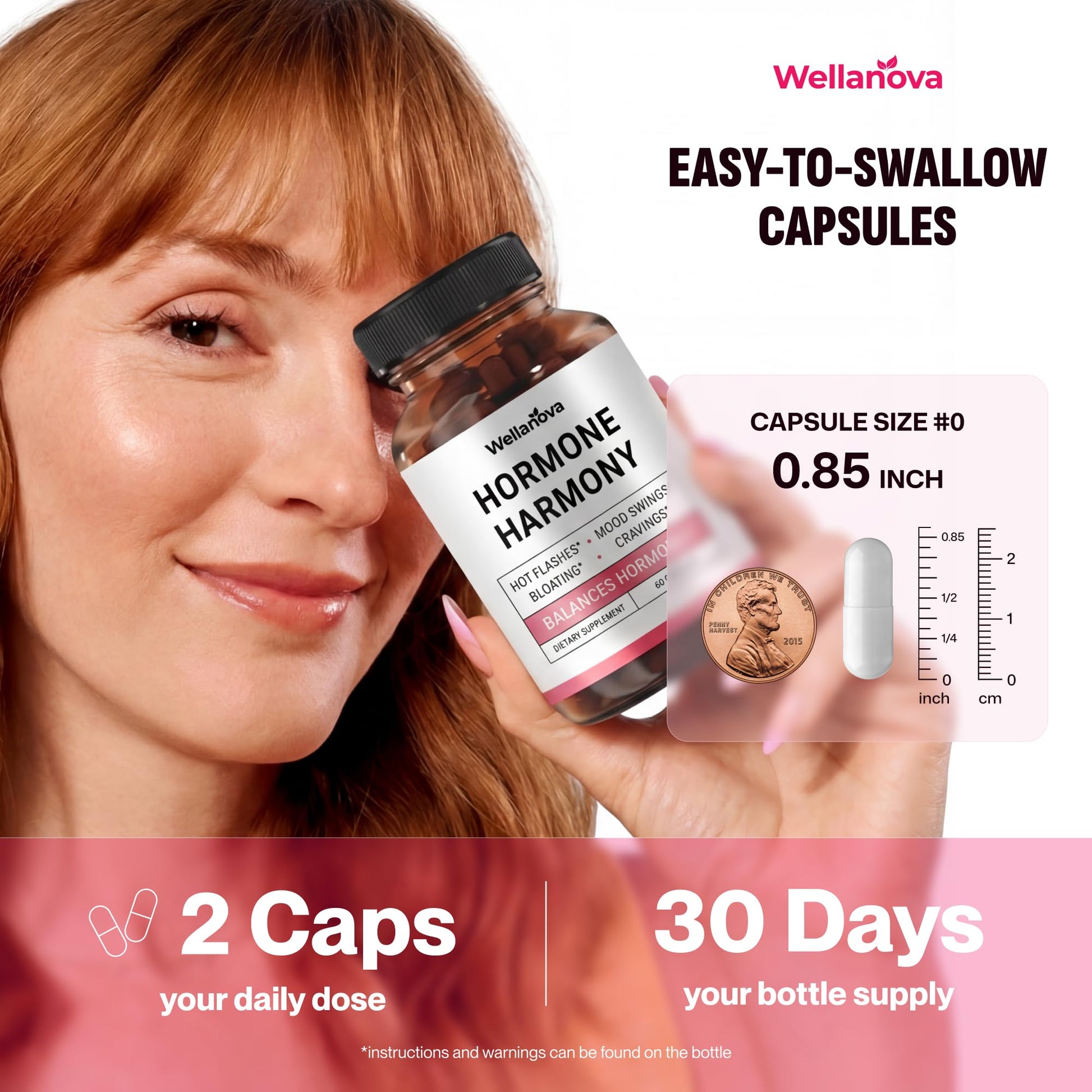 Wellanova Hormone Harmony for Women – Natural Hormonal Balance Support for Menopause & Perimenopause – Hot Flashes, Mood Swings, Cravings, Bloating Relief – 60 Capsules WellanovaAu supplements