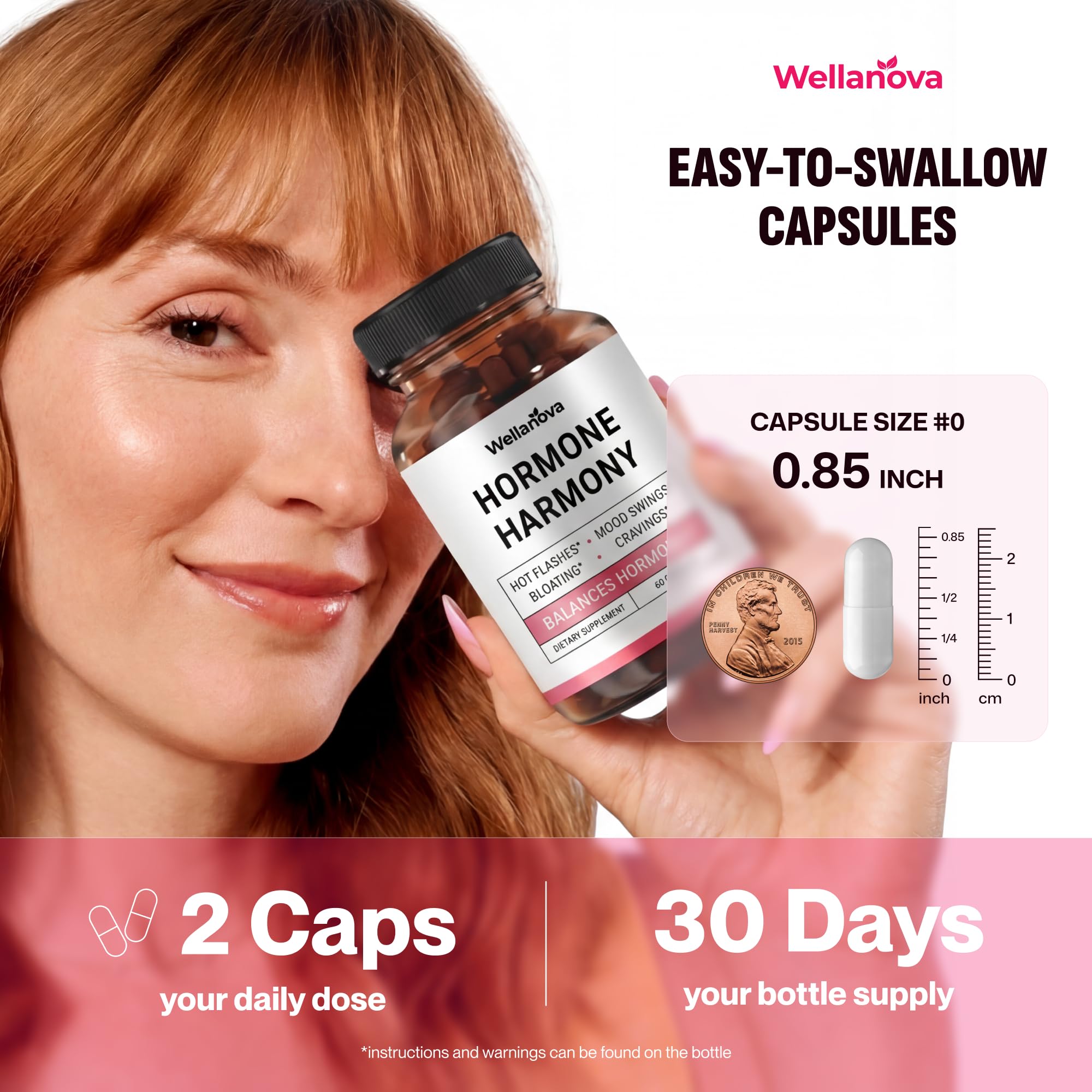 Wellanova Hormone Harmony for Women – Natural Hormonal Balance Support for Menopause & Perimenopause – Hot Flashes, Mood Swings, Cravings, Bloating Relief – 60 Capsules WellanovaAu supplements