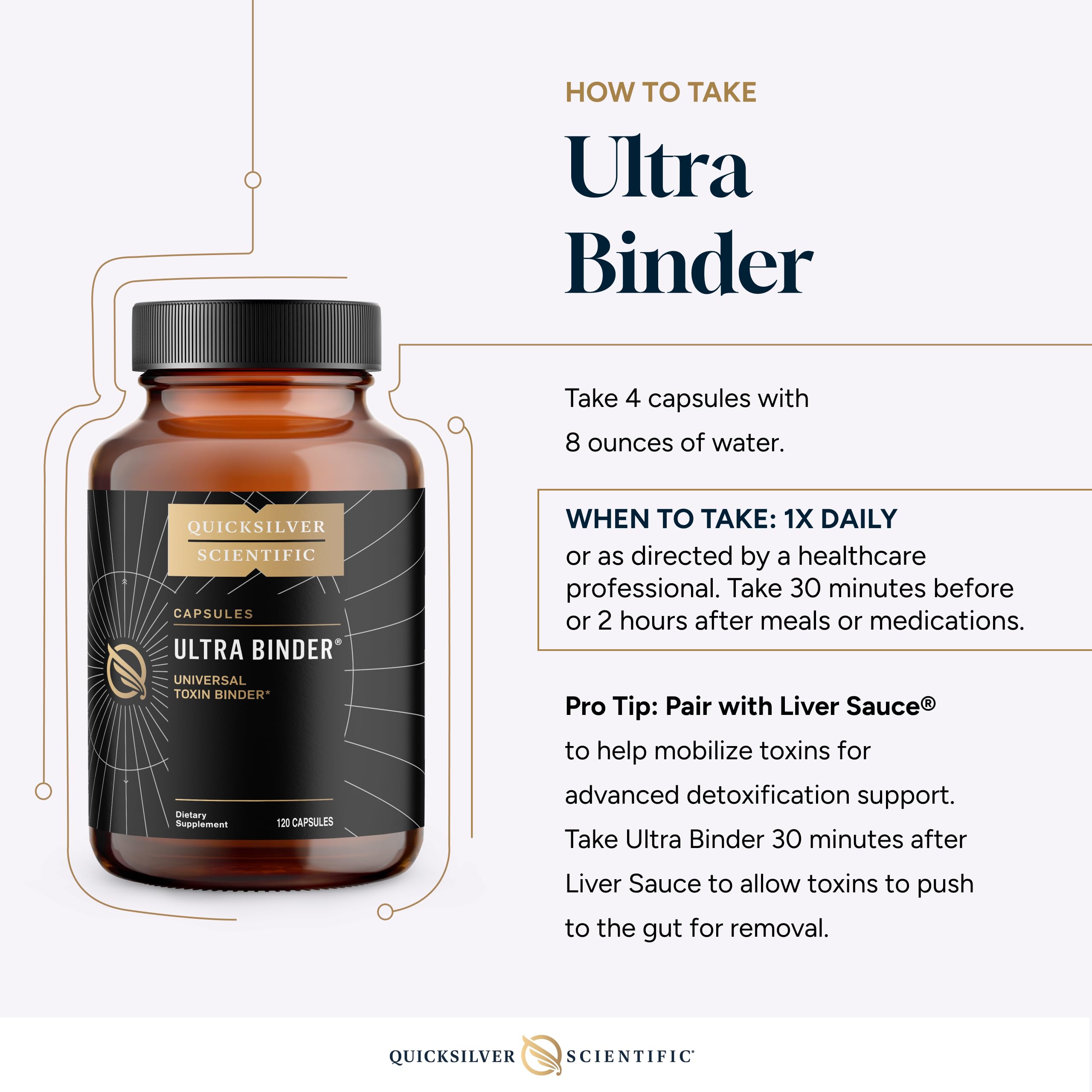 Quicksilver Scientific Ultra Binder - Multi Toxin Binder with Bentonite Clay Powder, Zeolite Detox & Charcoal - Supplement for Gut Support & The Body's Toxin Removal Process (120 Capsules) Quicksilver ScientificUS supplements