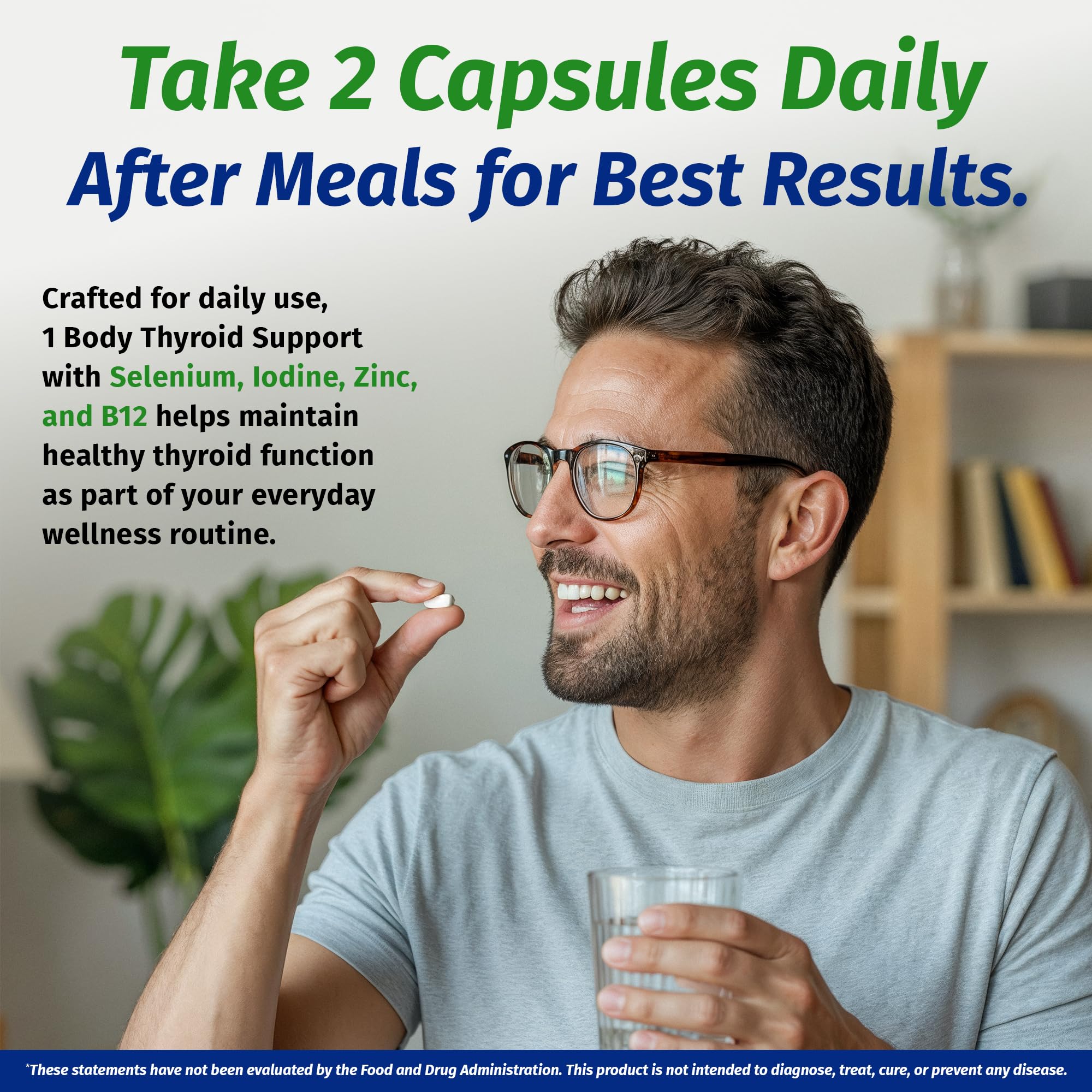 1 Body Thyroid Support Supplement for Women and Men, Selenium with Iodine, Zinc, B12, Ashwagandha and L-Tyrosine, Supports Hormone Health, Energy and Metabolism, 30 Day Supply 1 BodyAu supplements