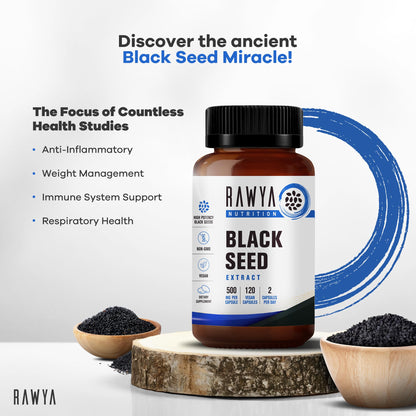 RAWYA Nutrition, Black Seed Extract, 120 Vegan Capsules, Nigella Sativa, Black Cumin RAWYAUS supplements