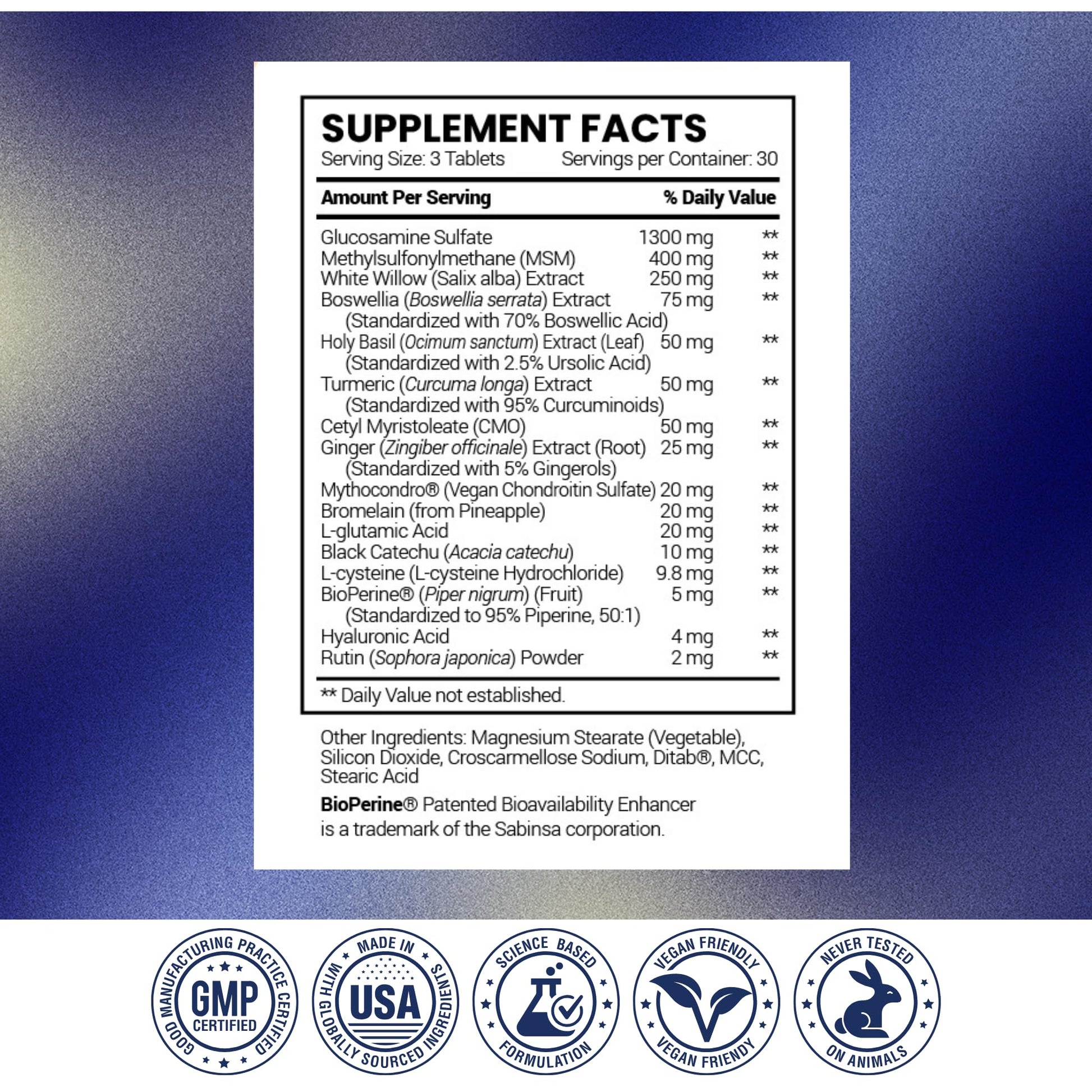 Research Verified Joint Support - Glucosamine, MSM, Turmeric, Boswellia, BioPerine - Vegan - 90 Capsules - 1 Month Supply Research VerifiedAu supplements