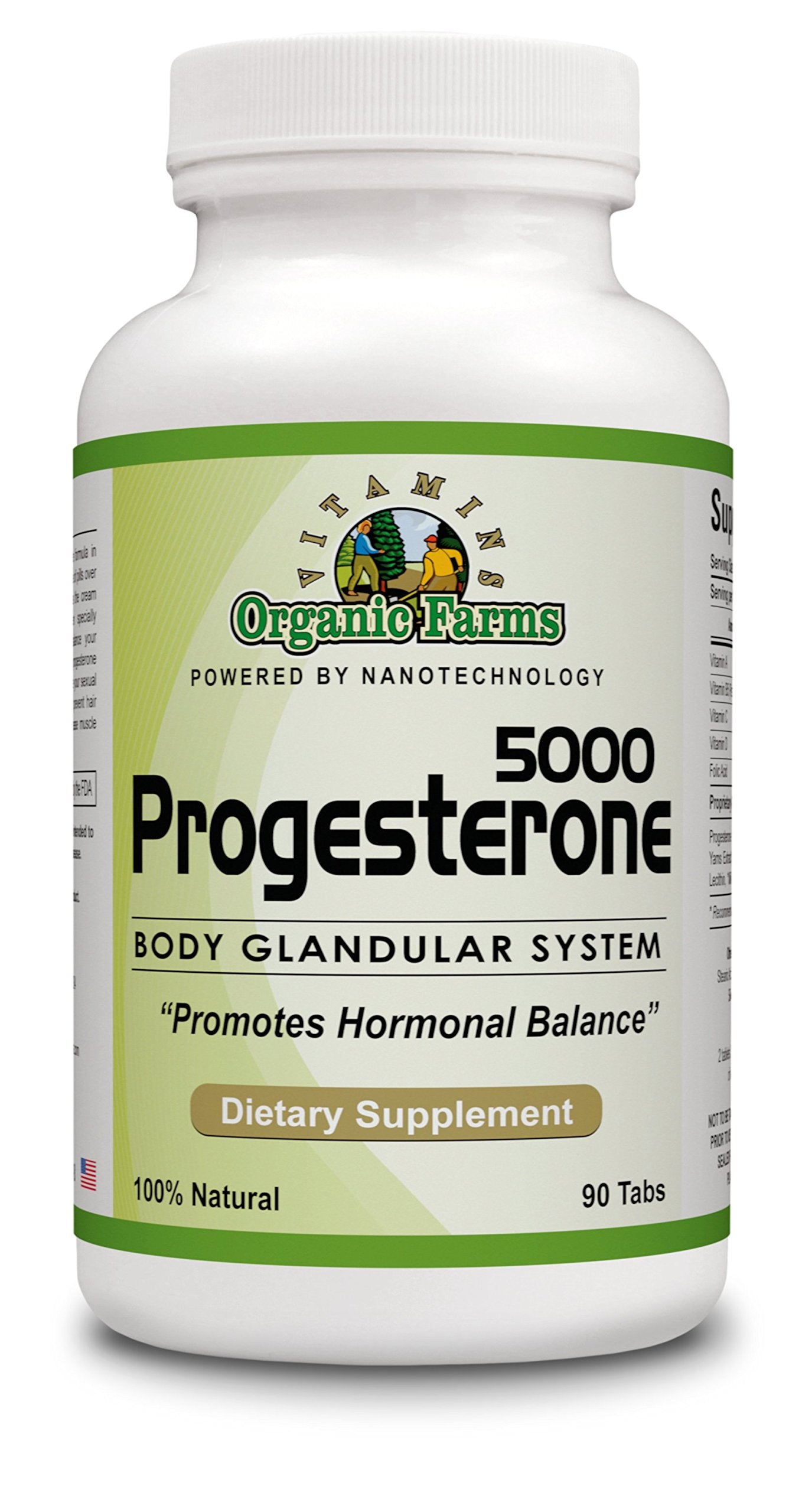 Organic Farm Vitamins Progesterone 5000 - Body glandular System Dietary Supplement, 100% Natural Progesterone Pills - Formula to Balance Hormones - progesterone Supplement, 90 Tablets Organic Farms VitaminsAu supplements