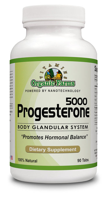 Organic Farm Vitamins Progesterone 5000 - Body glandular System Dietary Supplement, 100% Natural Progesterone Pills - Formula to Balance Hormones - progesterone Supplement, 90 Tablets Organic Farms VitaminsAu supplements