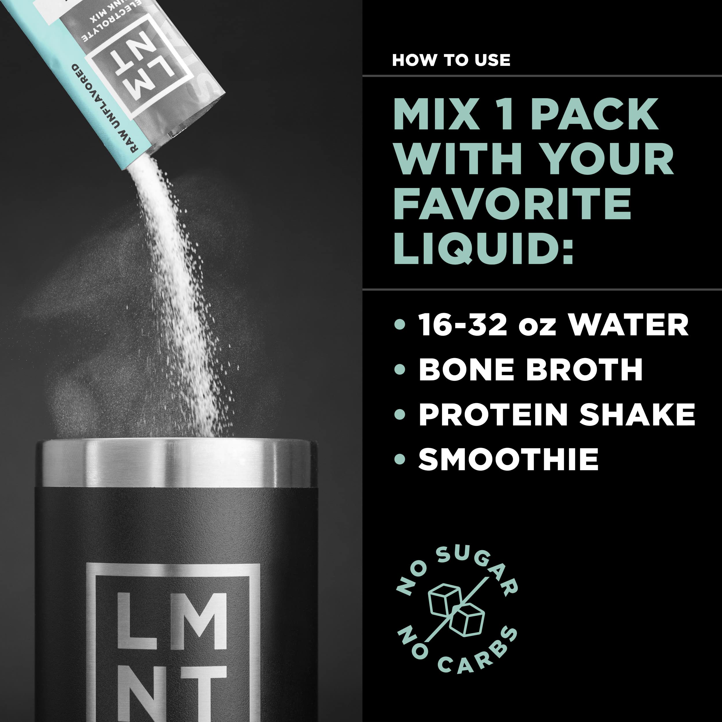 LMNT Zero-Sugar Electrolytes - Raw Unflavored Salt - Hydration Powder Packets Drink LMNTUS supplements
