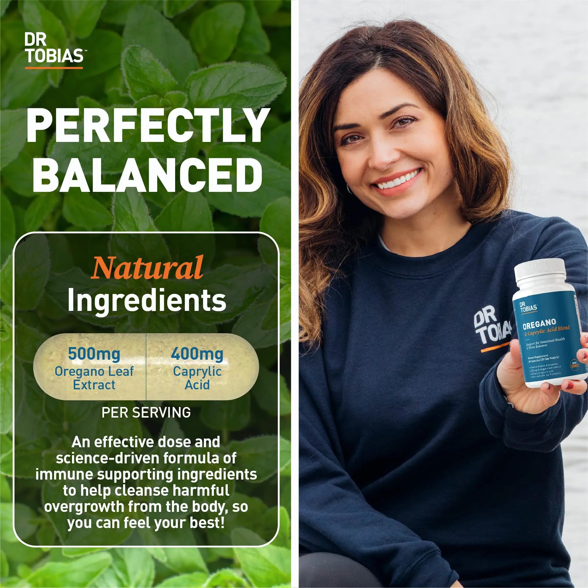 Dr. Tobias Lung Health and Oregano & Caprylic Acid Blend, Supports Lung Cleanse & Detox, Intestinal Health, Immune Support with Prebiotics & Herbs for Women & Men Dr. Tobiasnz supplements