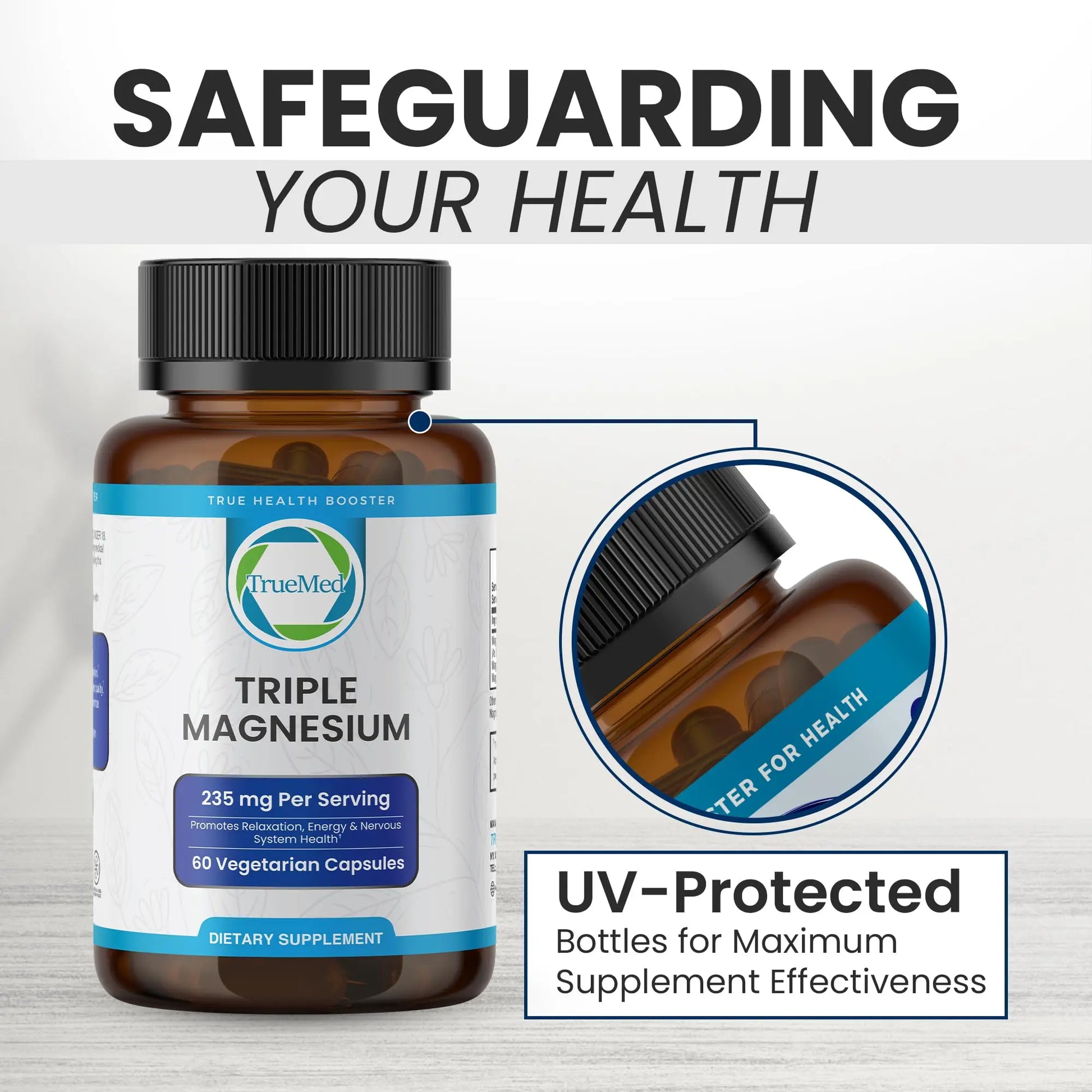 Truemed Triple Magnesium Complex Supplement 235mg with Magnesium Citrate, Malate & Lysinate Chelate | Magnesium Supplement for Sleep, Muscle Relaxation, Energy & Nerve Support | 60 Capsules, USA Made TRUEMEDnz supplements