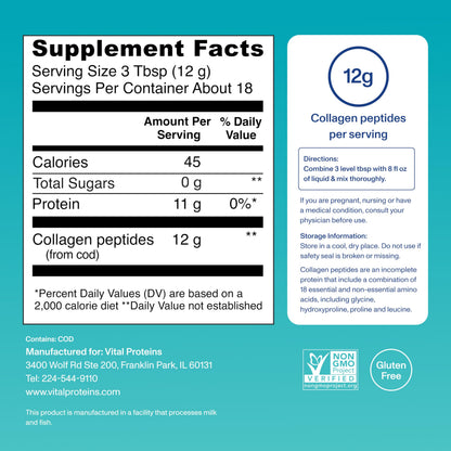 Vital Proteins Marine Collagen Peptides Powder Supplement for Skin Hair Nail Joint - Hydrolyzed Collagen Vital ProteinsUS supplements