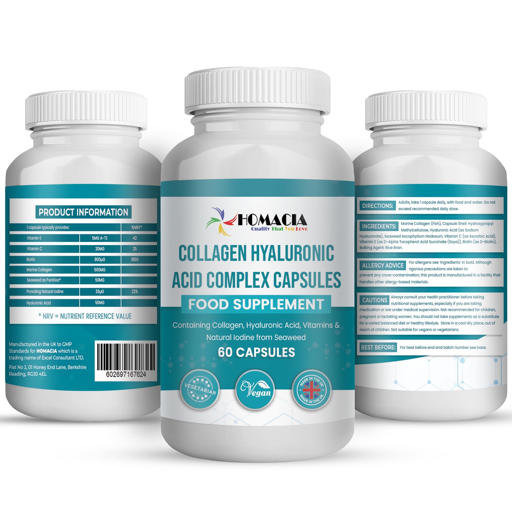 Homacia’s Collagen Capsules | Marine Collagen with Hyaluronic Acid | Pure Collagen Supplements for Women HOMACIA Quality That You loveAu supplements