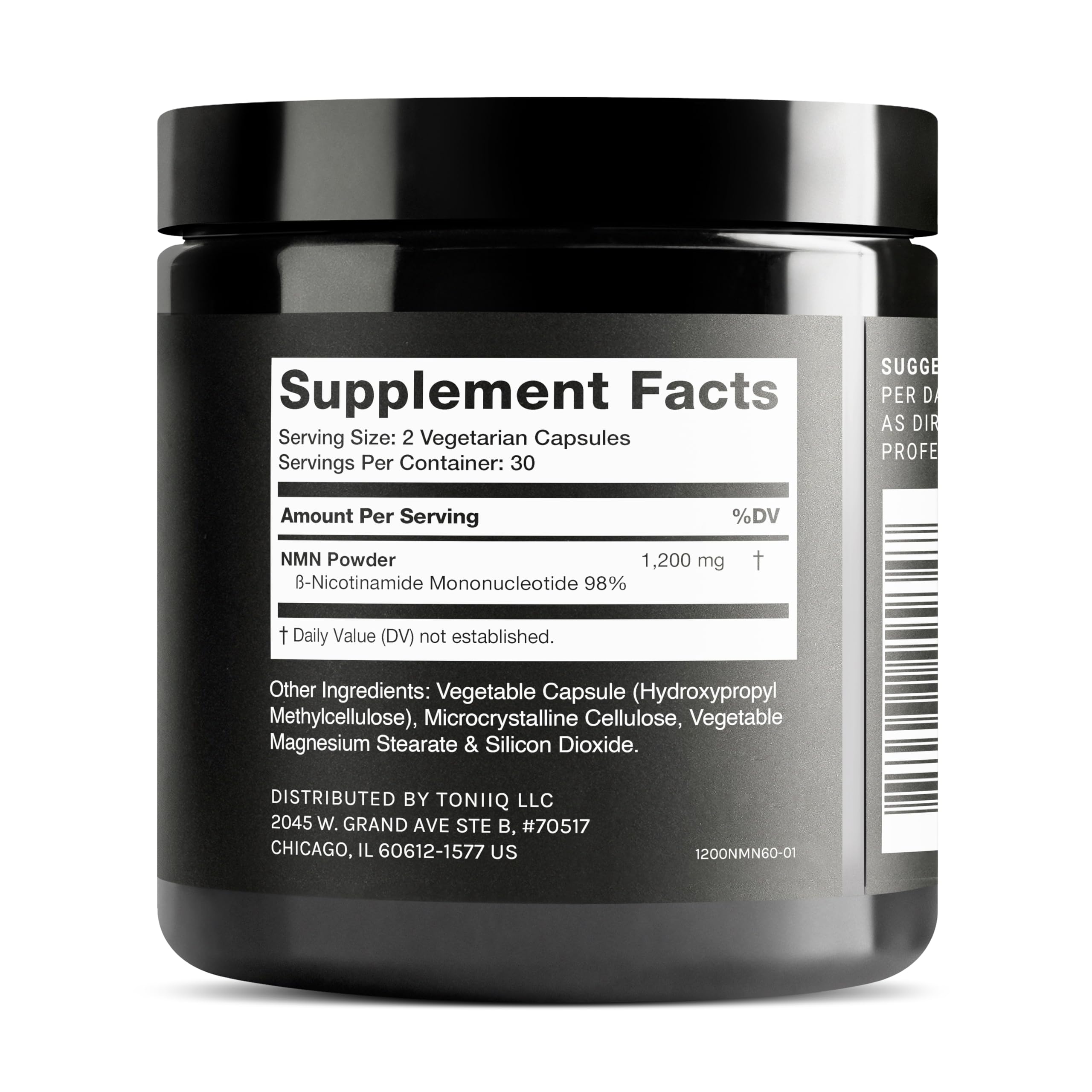 Toniiq NMN Supplement 1200mg - Third Party Tested Stabilized Capsules - 98% Highly Purified for NAD + - 60 Capsules Nicotinamide Mononucleotide Booster Supplement ToniiqAu supplements