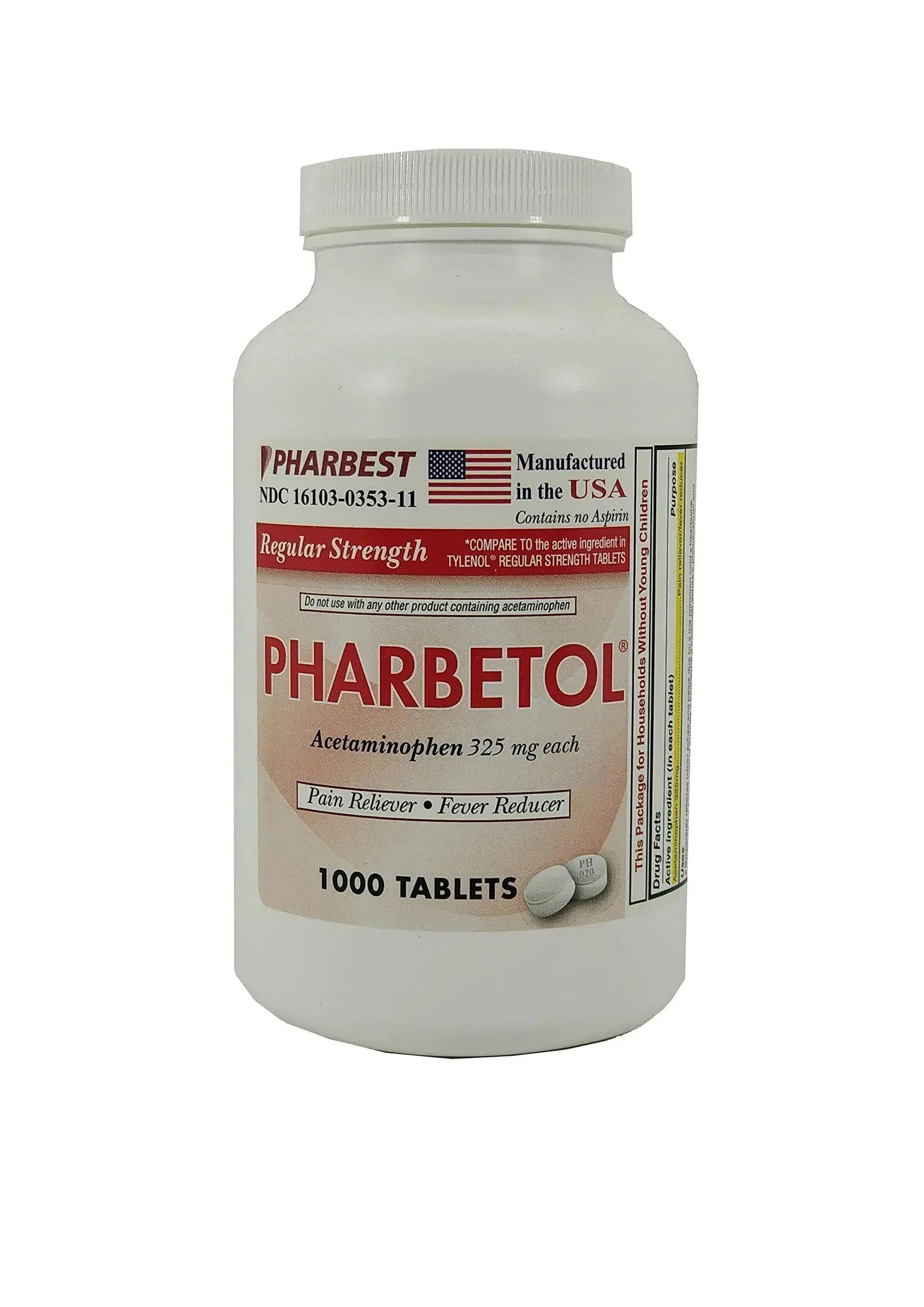 Pharbest Acetaminophen 325 mg 1000 Count Tablets HarbestAu supplements