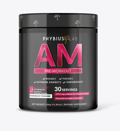 PHYBIUS Lab AM Pre-Workout (Sour Watermelon) Focus, Strength, Powder, 30 Servings PHYBIUS LabUS supplements
