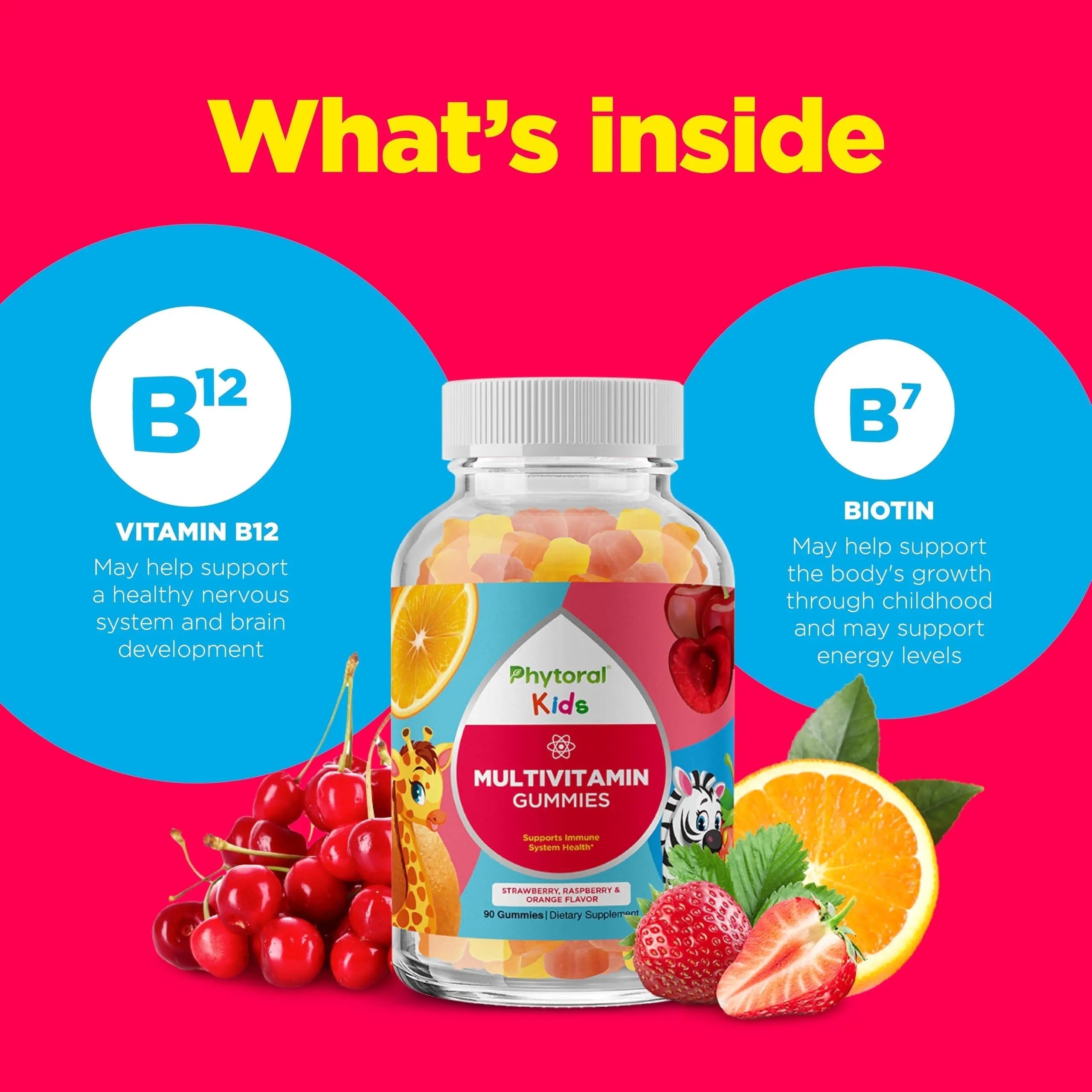 Phytoral Kids Vitamins Gummy Multivitamin Chewable - Kids Gummy Vitamins for Mood Support Natural Energy Boost PhytoralAu supplements