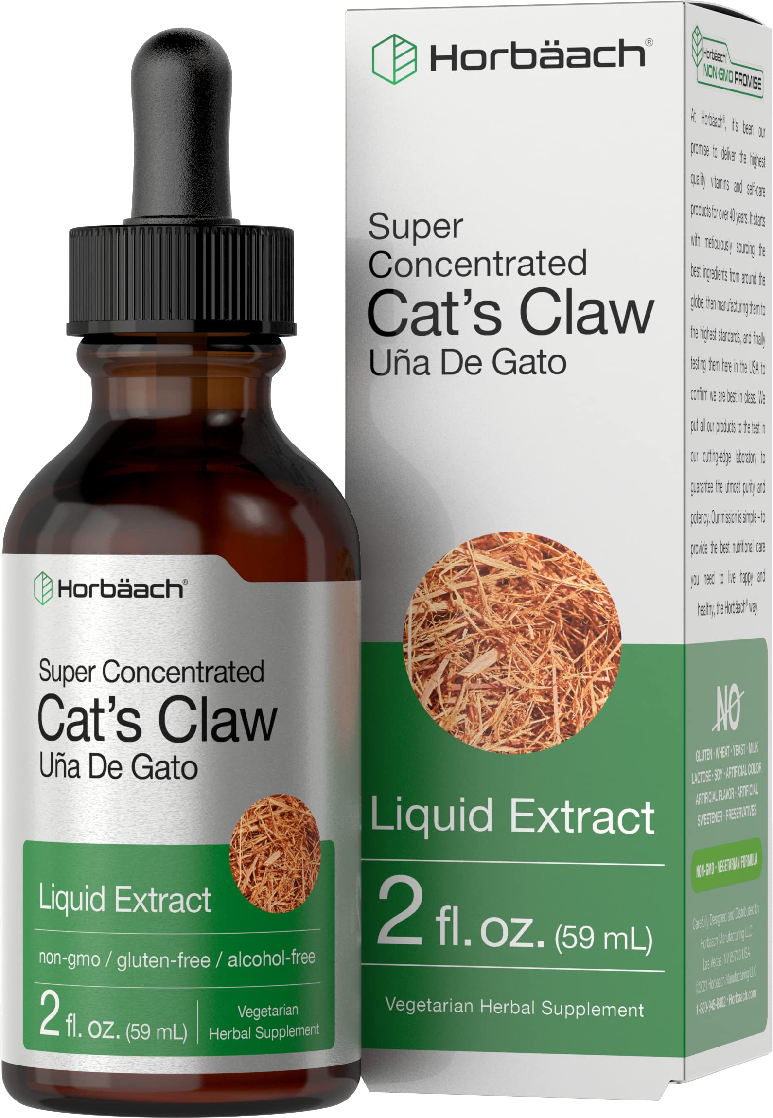 Cats Claw Herb Extract Tincture | 2 Fl Oz | Alcohol Free | Vegetarian, Non-GMO, Gluten HorbäachAu supplements