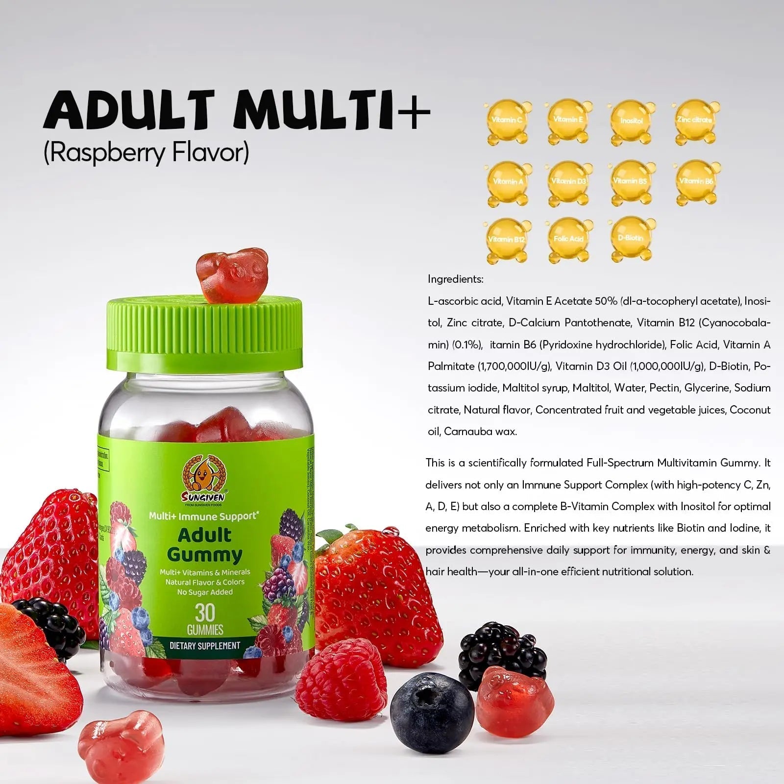 Women's Multivitamin Gummy Pack, 3 Support for Hair Skin Nails Sleep Daily Health, Vitamins A, D, C, E, Biotin, Ashwagandha SUNGIVENAu supplements