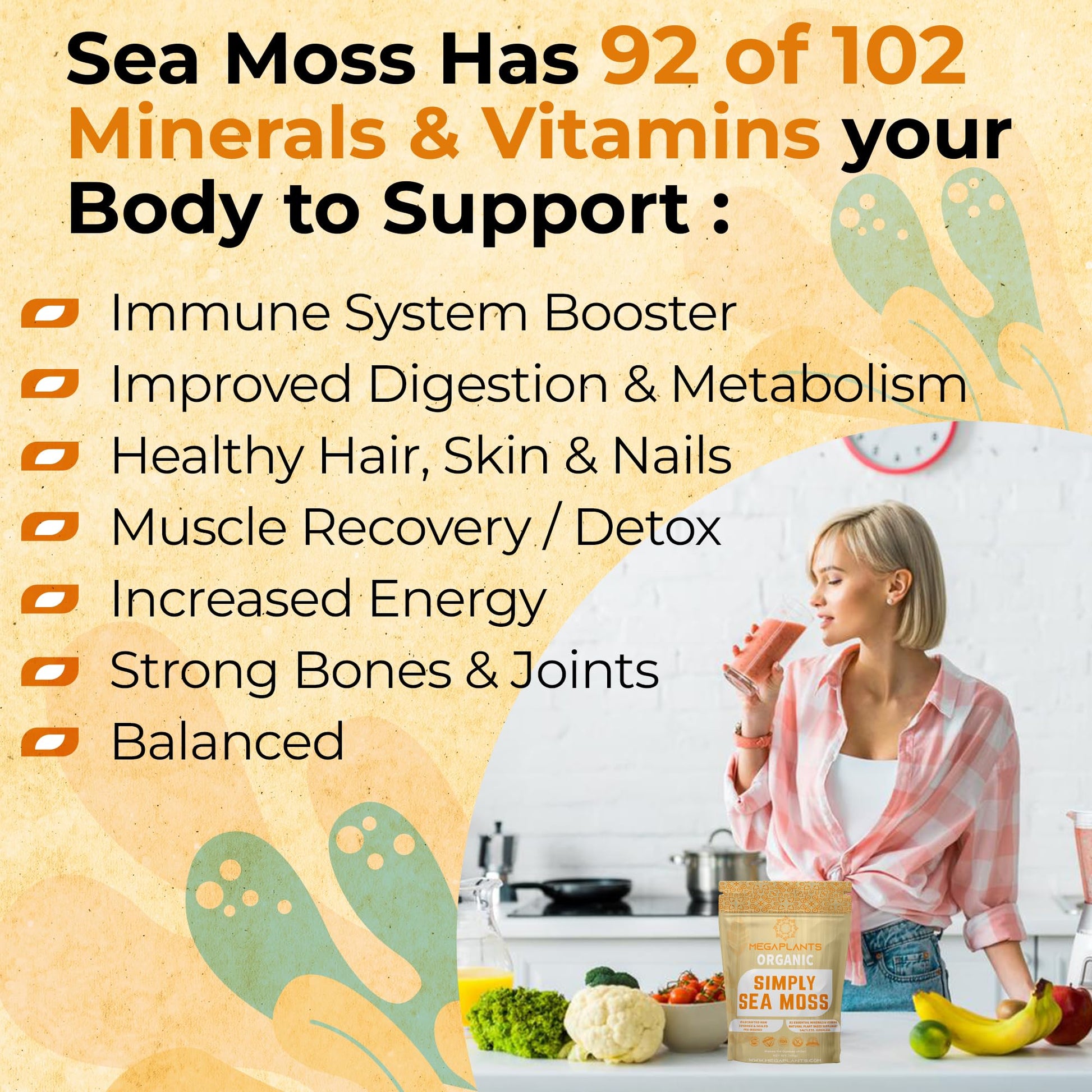 MEGAPLANTS Organic Sea Moss | Makes 228 Servings of Seamoss Gel | Pre-Washed MEGAPLANTSUS supplements