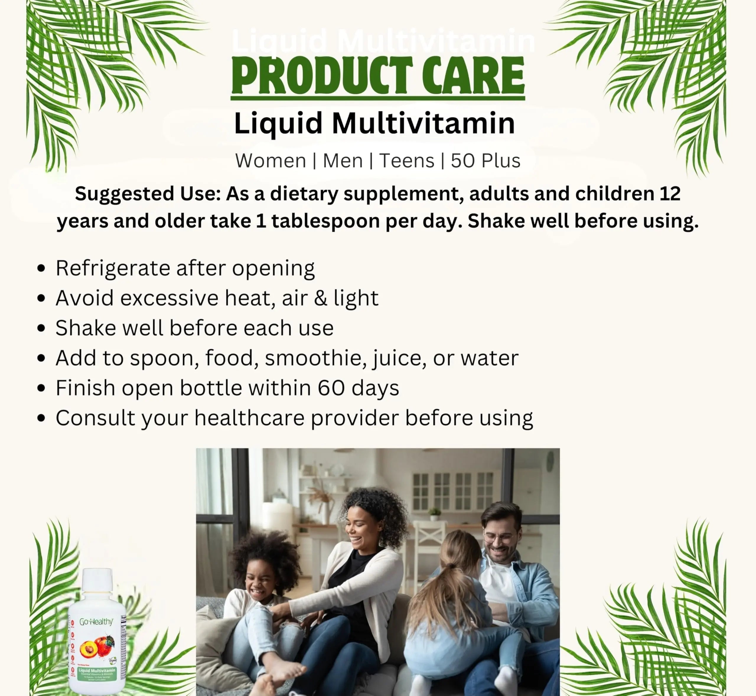 Go Healthy Liquid Vitamins for Women, Men, Teens | Vegan Vitamin & Mineral | High Absorption | Premium Liquid Multivitamin | Go Healthy NaturalAu supplements