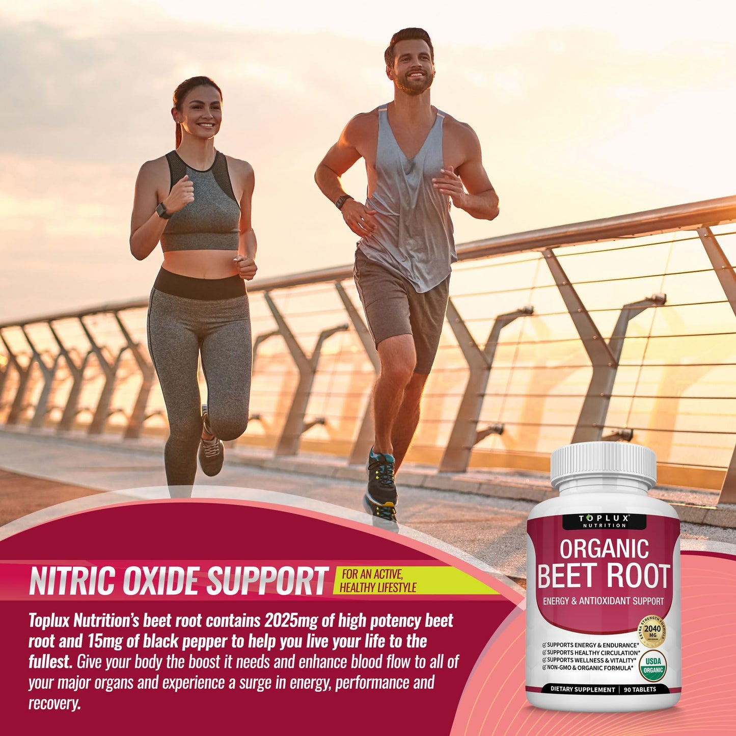 Organic Beet Root Powder Tablets - 2040mg Natural Nitric Oxide Beets to Support, Energy TopluxUS supplements