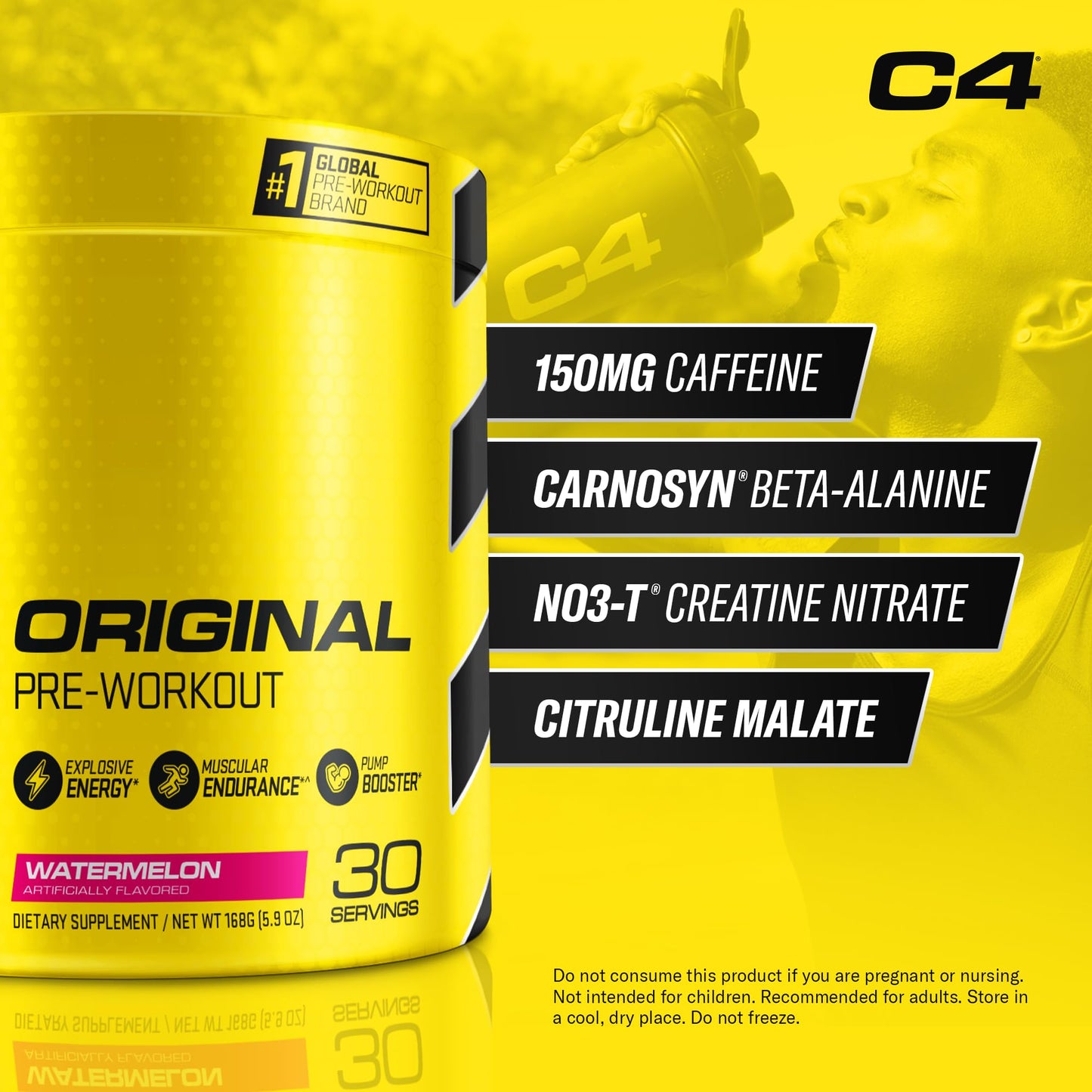 Cellucor C4 Original Pre Workout Powder Watermelon Sugar Free Preworkout Energy CellucorUS supplements