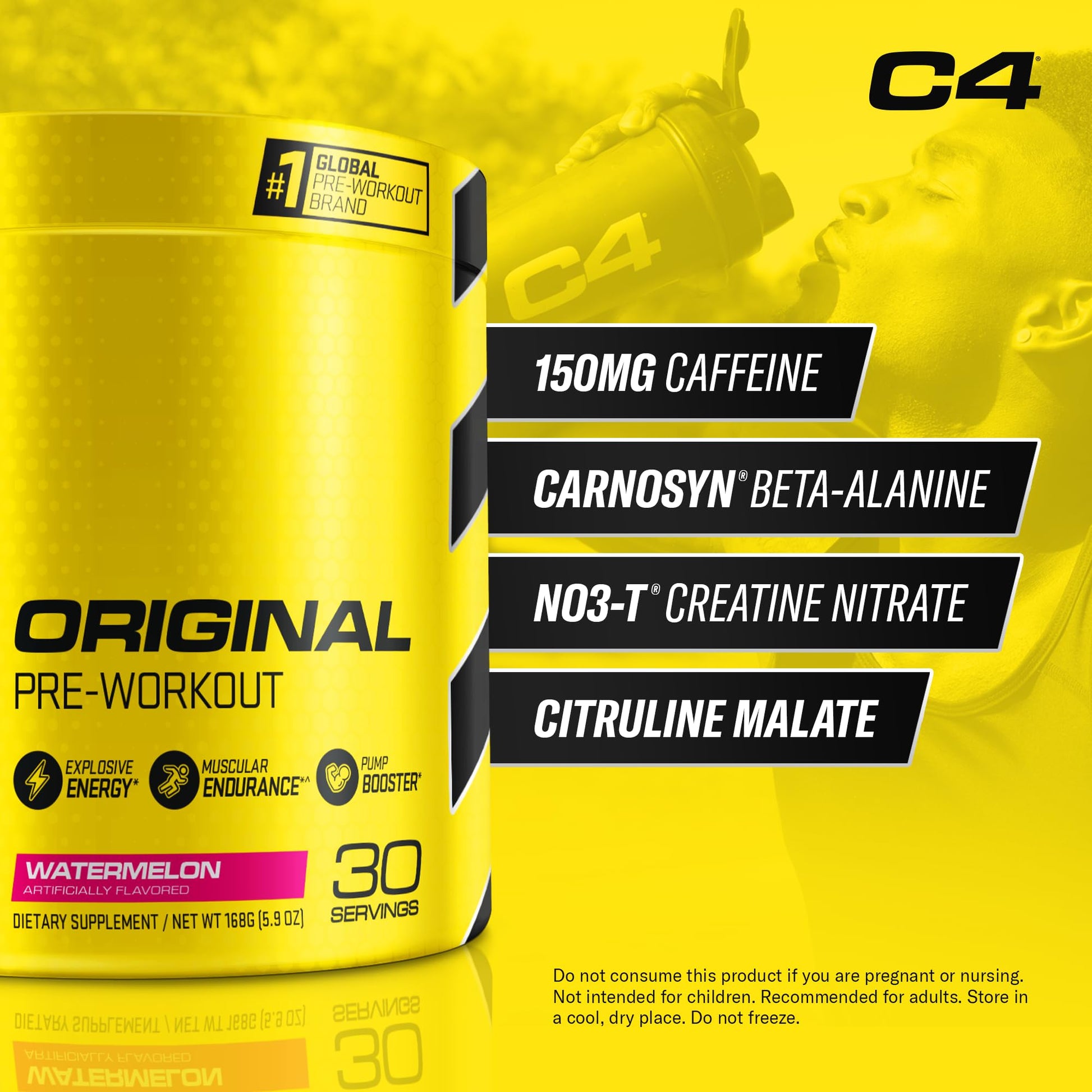 Cellucor C4 Original Pre Workout Powder Watermelon Sugar Free Preworkout Energy CellucorUS supplements