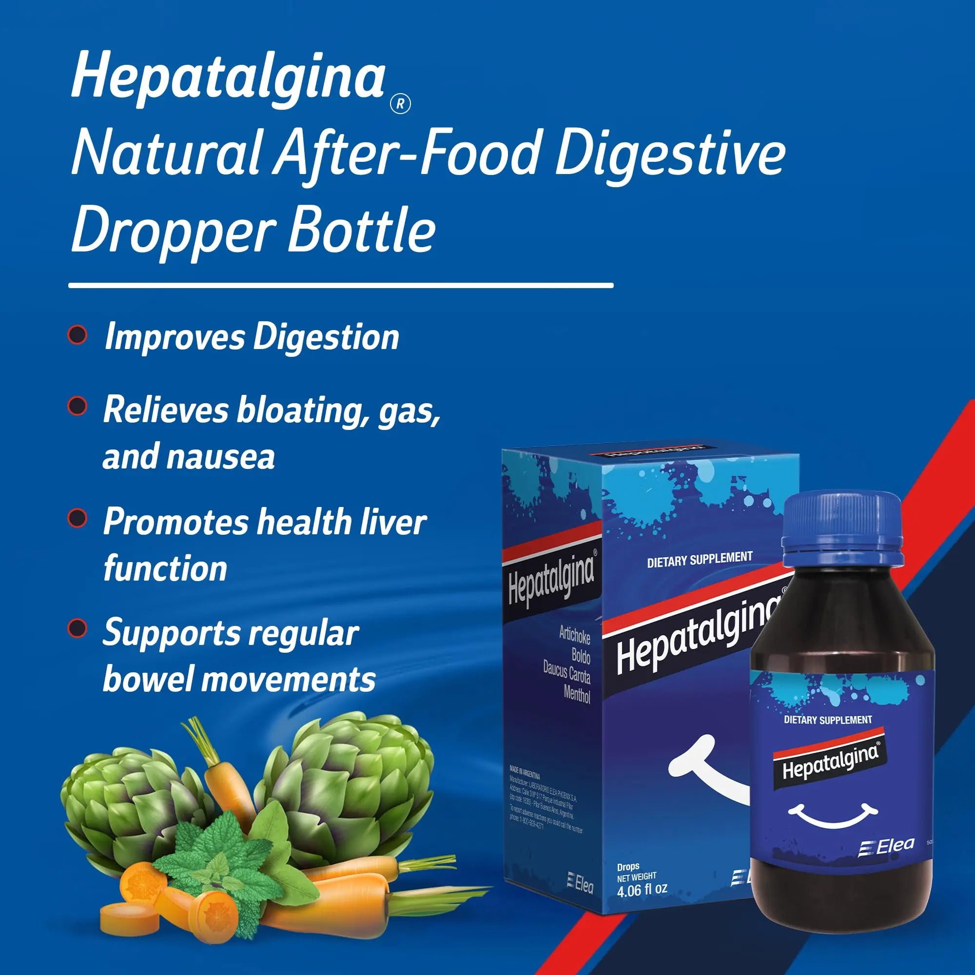 Hepatalgina Liver Support Digestive Protector - Liquid Herbal Supplement with Artichoke Extract for Liver Cleanse Detox & Repair - Liver Detox Cleanse Drops with Mint, Boldo & Carrot - 120 ml Hepatalginanz supplements