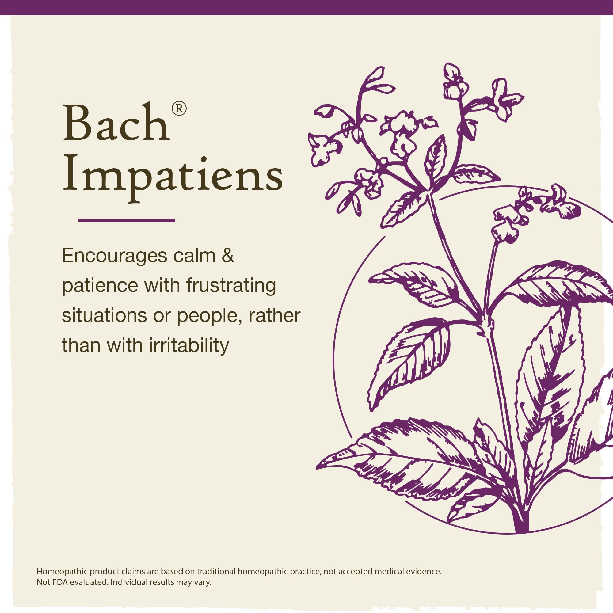 Bach Original Flower Remedies, Impatiens for Patience (Non-Alcohol Formula), Natural Homeopathic BachAu supplements
