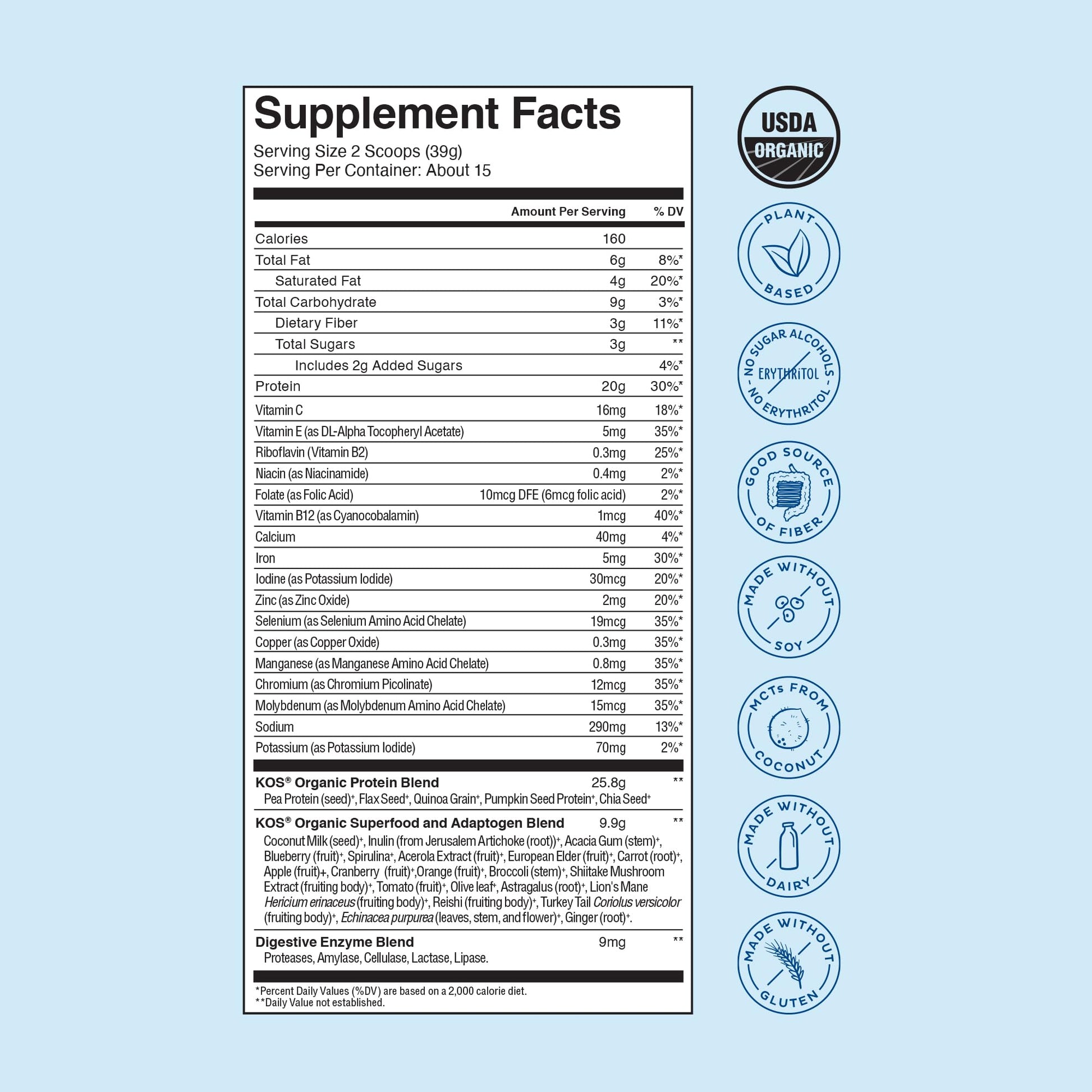 KOS Plant Based Protein Powder, Blueberry Muffin - Organic Pea Protein Superfood KOSUS supplements