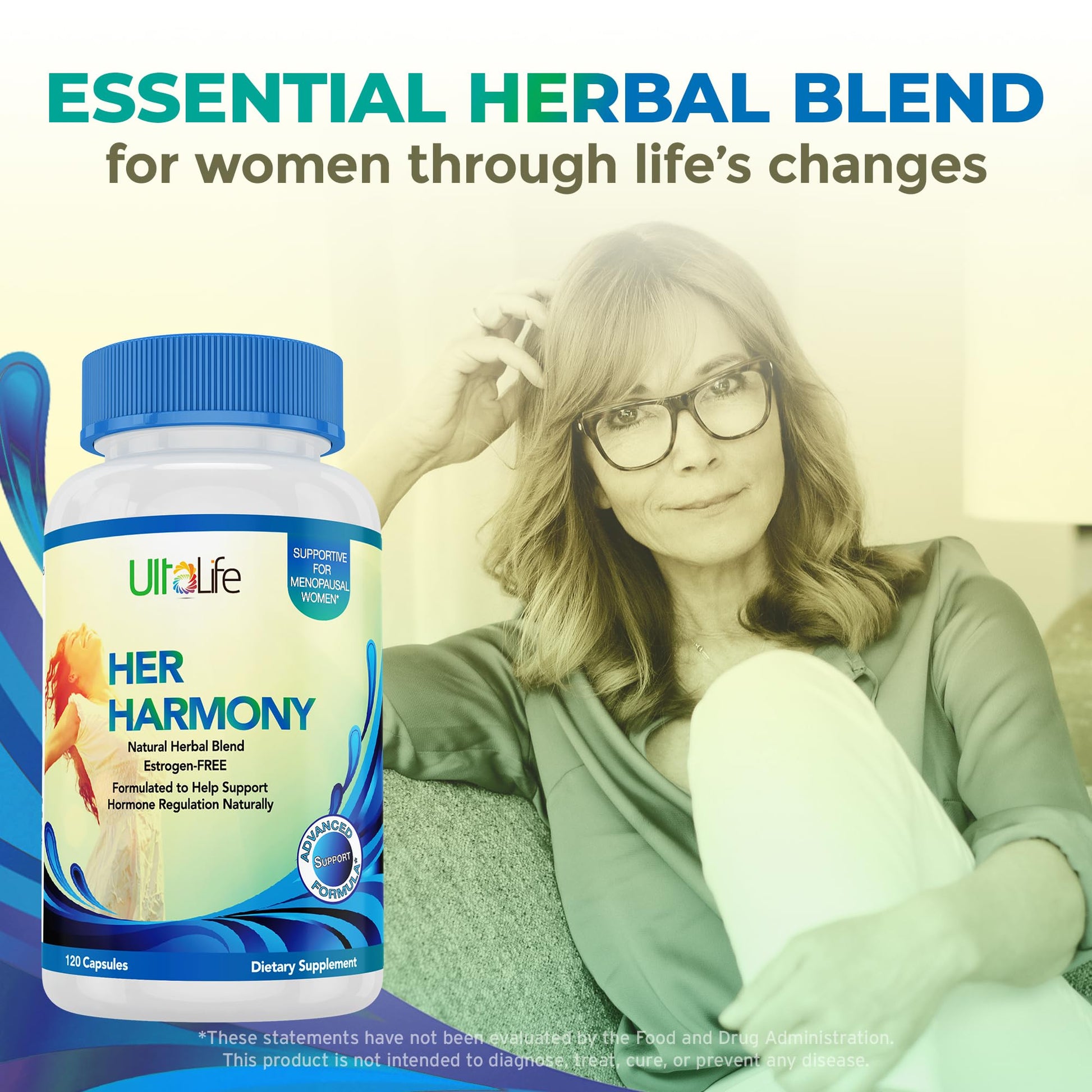UltaLife Her Harmony Menopause Supplements for Women - Hot Flashes Menopause Relief & Hormone Balance for Women - Contains Black Cohosh, Dong Quai, Red Clover & More - Estrogen Free - 120 Capsules ULTALIFEAu supplements