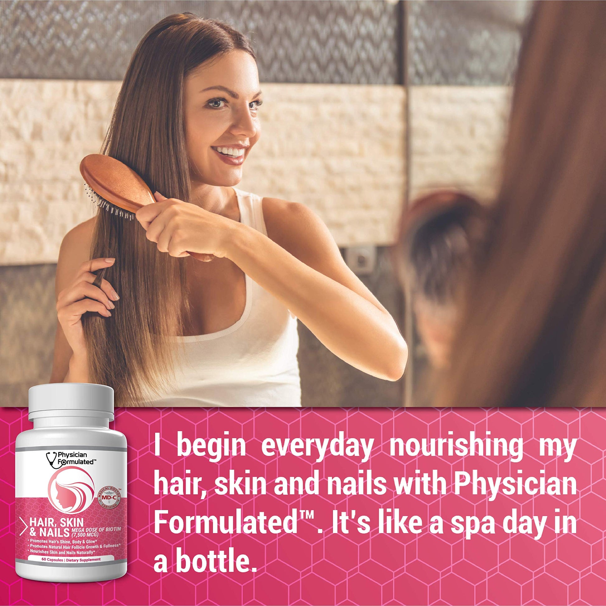 Physician Formulated Healthy Hair Skin and Nails Vitamins for Men and Women - 7500 mcg Biotin, Amino Acids, Collagen and Hyaluronic Acid - 60 Capsules Physician FormulatedAu supplements