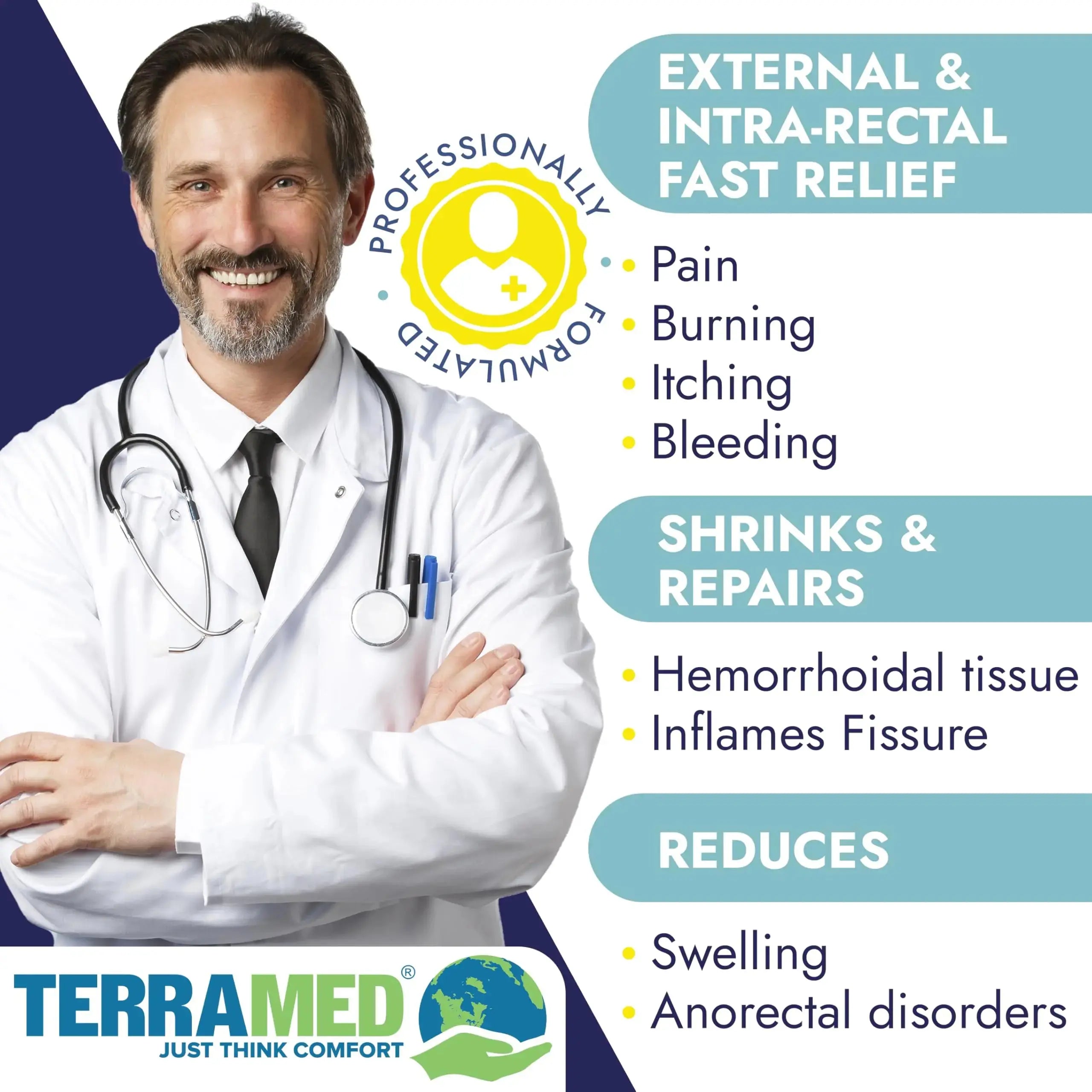 Hemorrhoid Treatment | Hemorrhoid Ointment | Hemorrhoid & Fissure Ointment | 7 Pre-Filled Applicators | Fast & Effective Relief | Reduces Swelling, Itching & Discomfort | Advanced Formula Terramed Just Think ComfortAu supplements