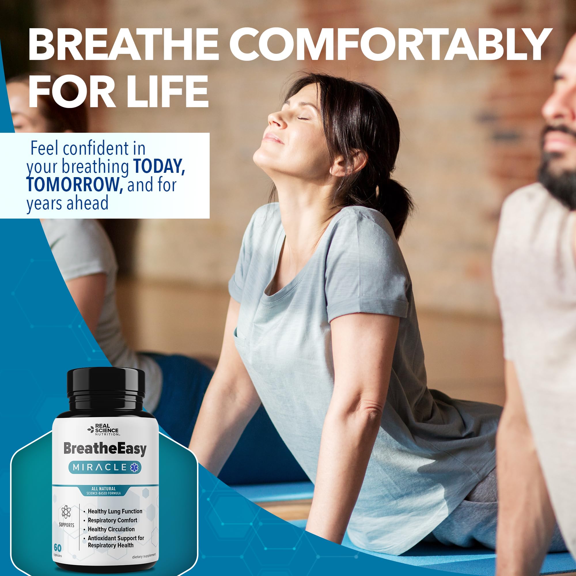 Real Science Nutrition BreatheEasy Lung Support Supplement for Lung Health & Respiratory Wellness – Lung Cleanse Formula with Vinitrox, GABA for Circulation Support - Made in USA - 60 Capsules Real Science NutritionAu supplements