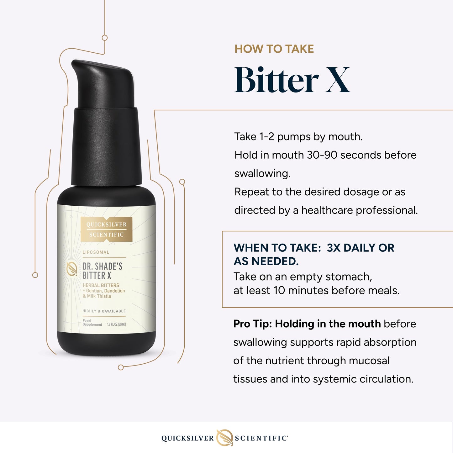 Quicksilver Scientific Dr. Shade's BitterX - Highly Concentrated Bitters for Digestion - Fast Acting Digestive Support & Liver Supplement with Dandelion Root, Gentian Root, Solidago & Myrrh (50ml) Quicksilver ScientificUS supplements