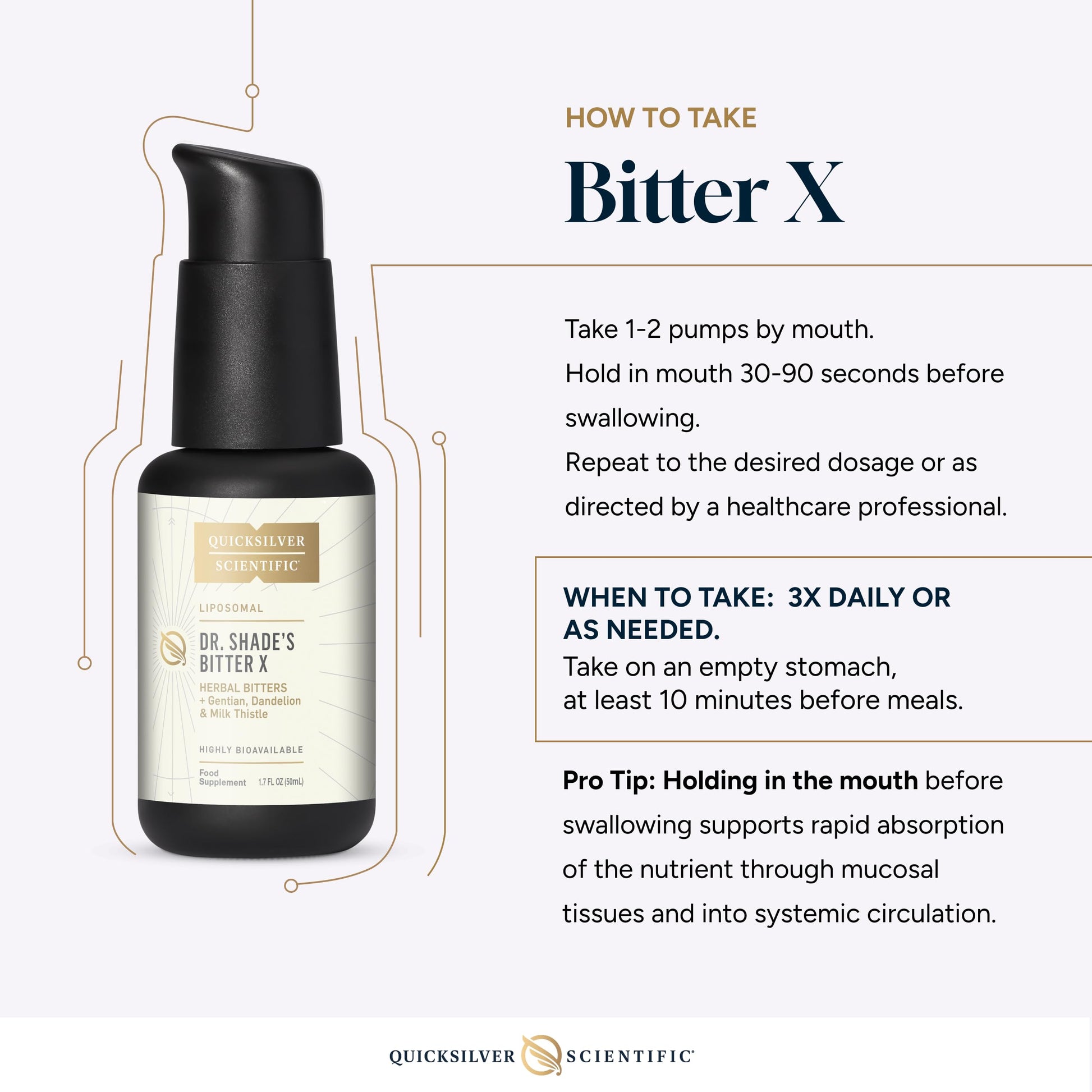 Quicksilver Scientific Dr. Shade's BitterX - Highly Concentrated Bitters for Digestion - Fast Acting Digestive Support & Liver Supplement with Dandelion Root, Gentian Root, Solidago & Myrrh (50ml) Quicksilver ScientificUS supplements
