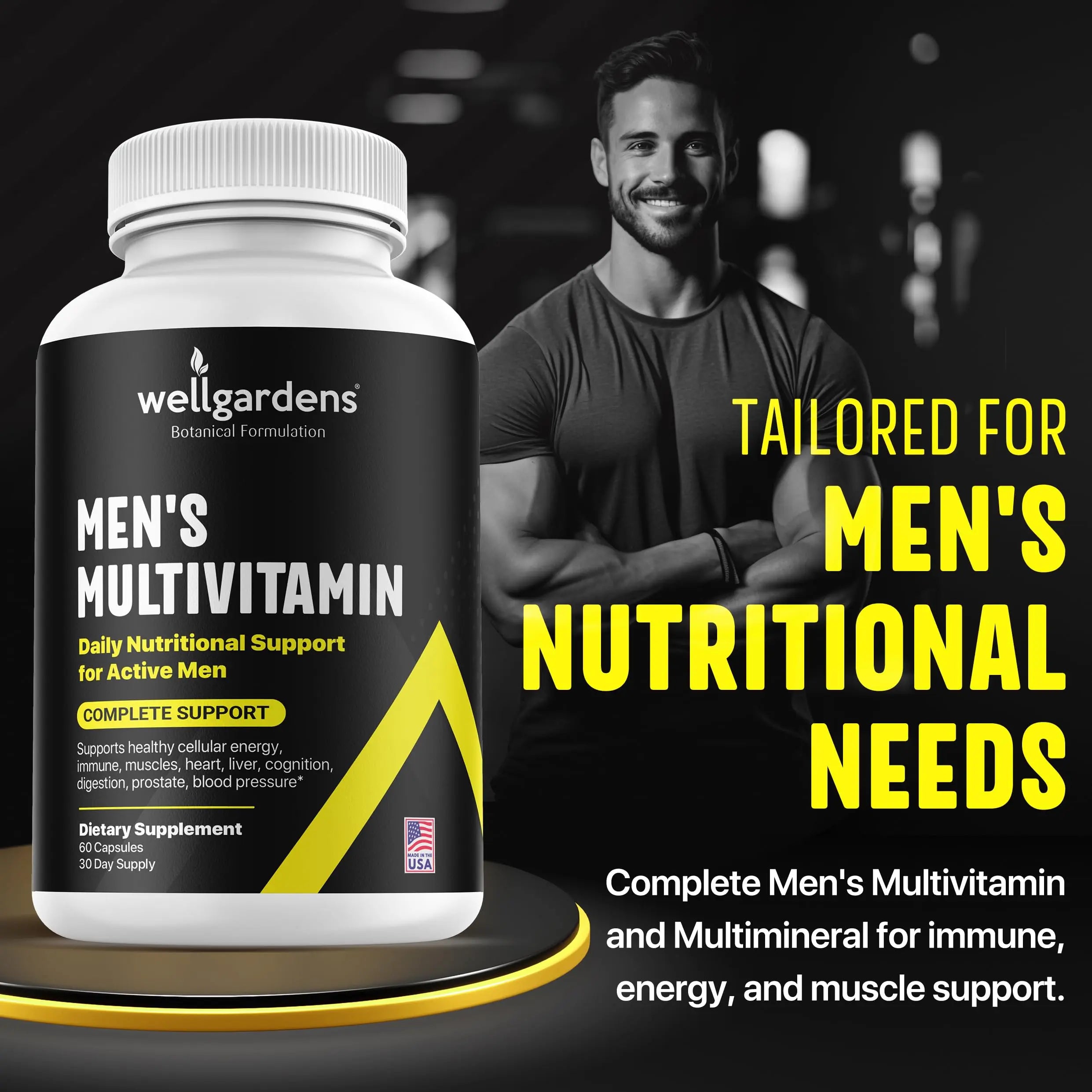 100% Pure Multivitamin for Men - Daily Mens Multivitamins, Multiminerals Supplement for Energy, Focus, Performance, Immune and Male Support WellgardensAu supplements