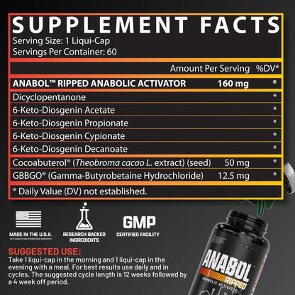 Nutrex Research Anabol Ripped Anabolic Muscle Builder for Men, 2-in-1 Muscle Builder and Shredding Supplement, (60 Count) Nutrex ResearchUS supplements