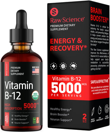 Vitamin B12 Liquid Drops Sublingual 5000mcg, Methyl & Methylcobalamin Supplements S RAW SCIENCEAu supplements